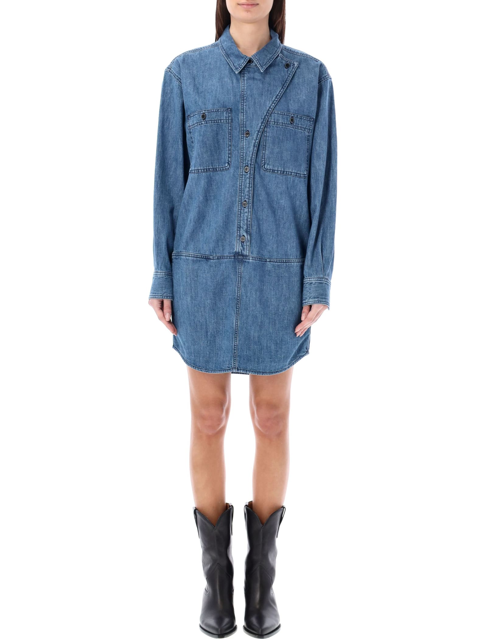 Isabel Marant Étoile Lapel Long Sleeve Denim Jacket In Blue
