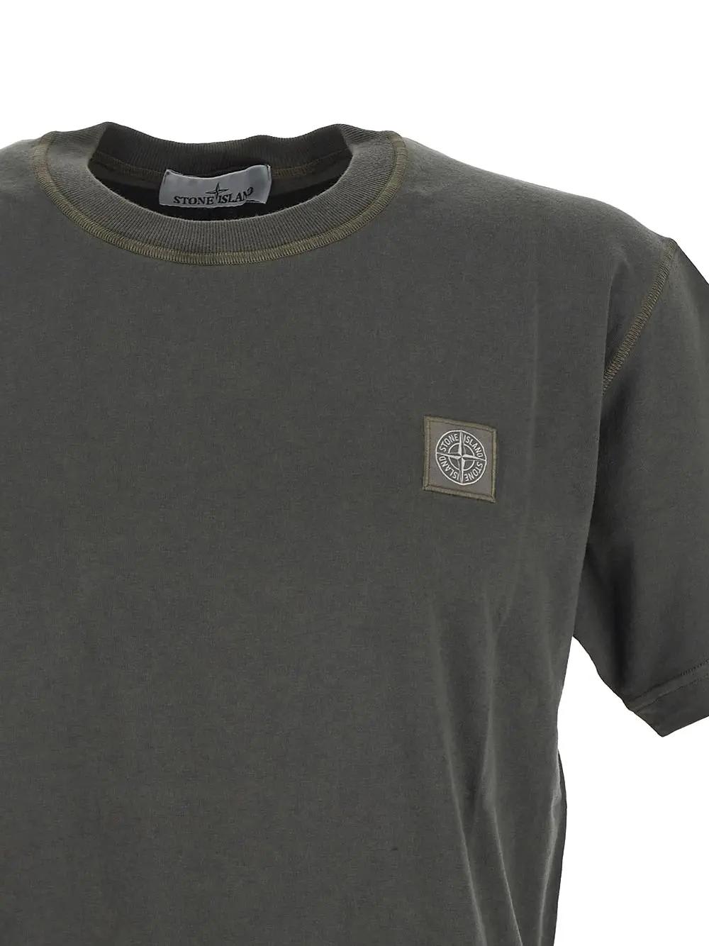 Shop Stone Island Logo Patched Regular T-shirt In Musk