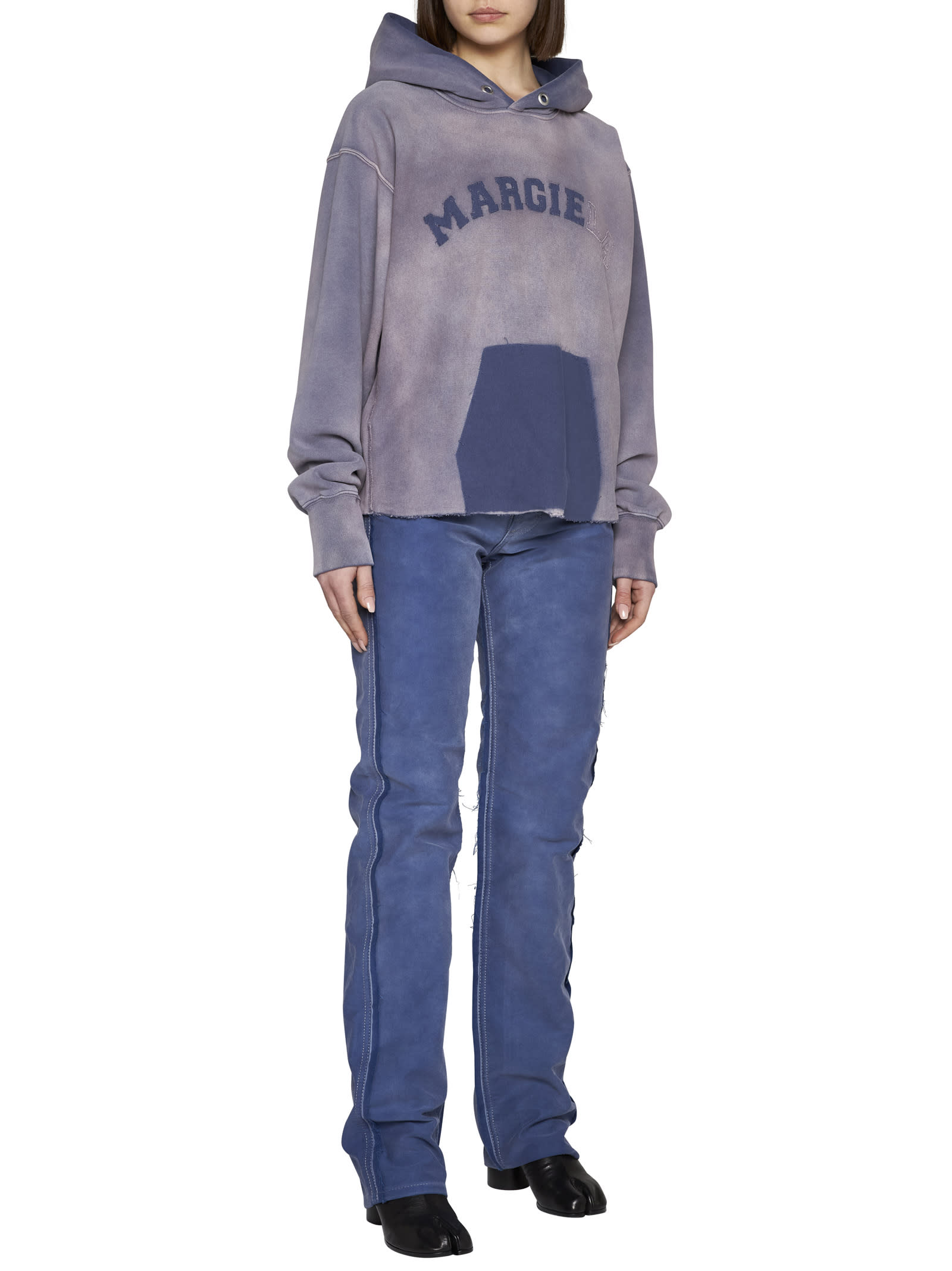 Maison Margiela Frayed-detail Straight-leg Jeans In Cobalt Blue