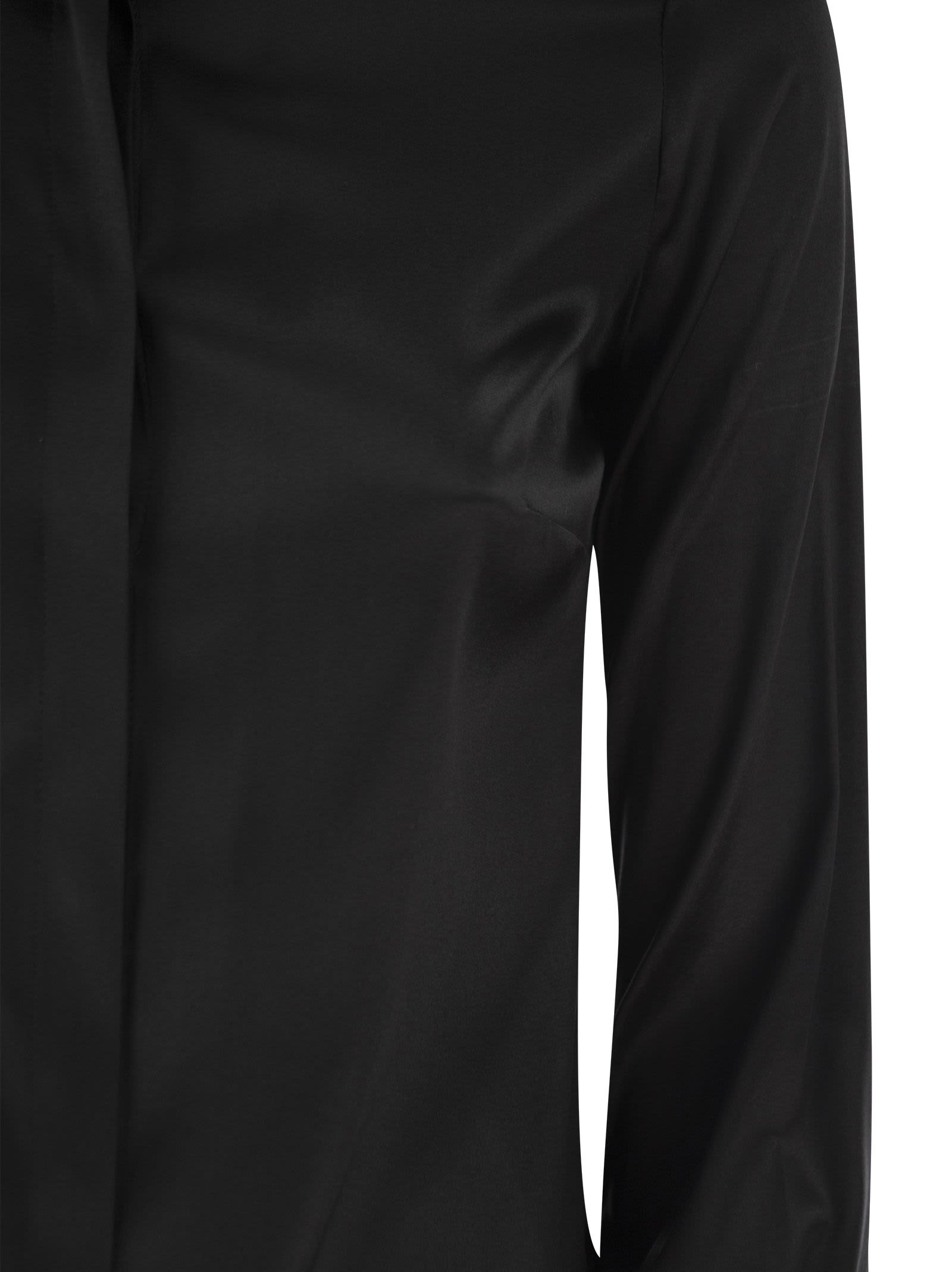 Shop Elisabetta Franchi Straight Silk Satin Shirt In Black