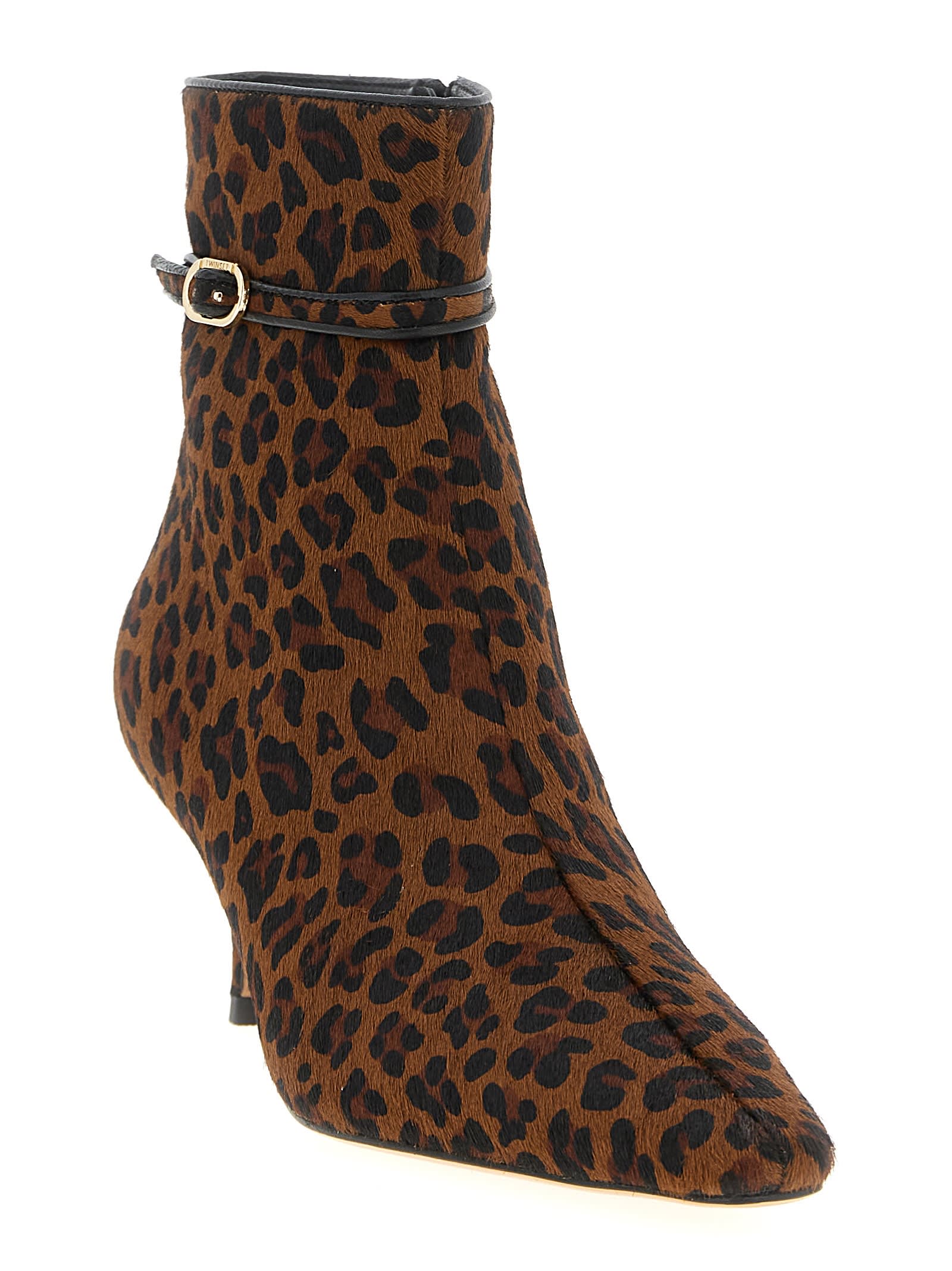 Twinset 70mm Leopard-print Boots In Brown