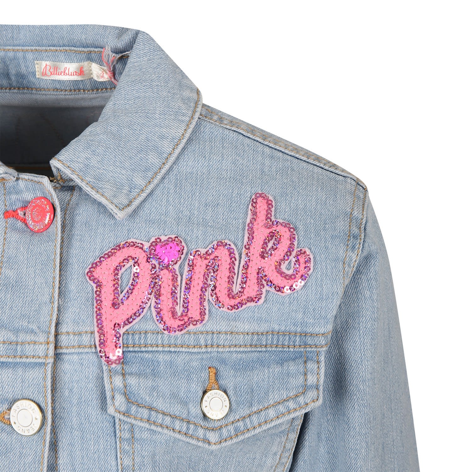 Shop Billieblush Denim Jacket For Girl With Sequin Patch