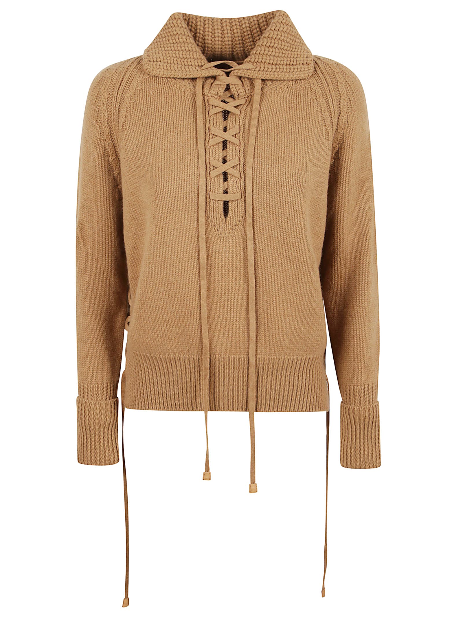 Ermanno Scervino Sweater With Handcrafted Weaves In Brown