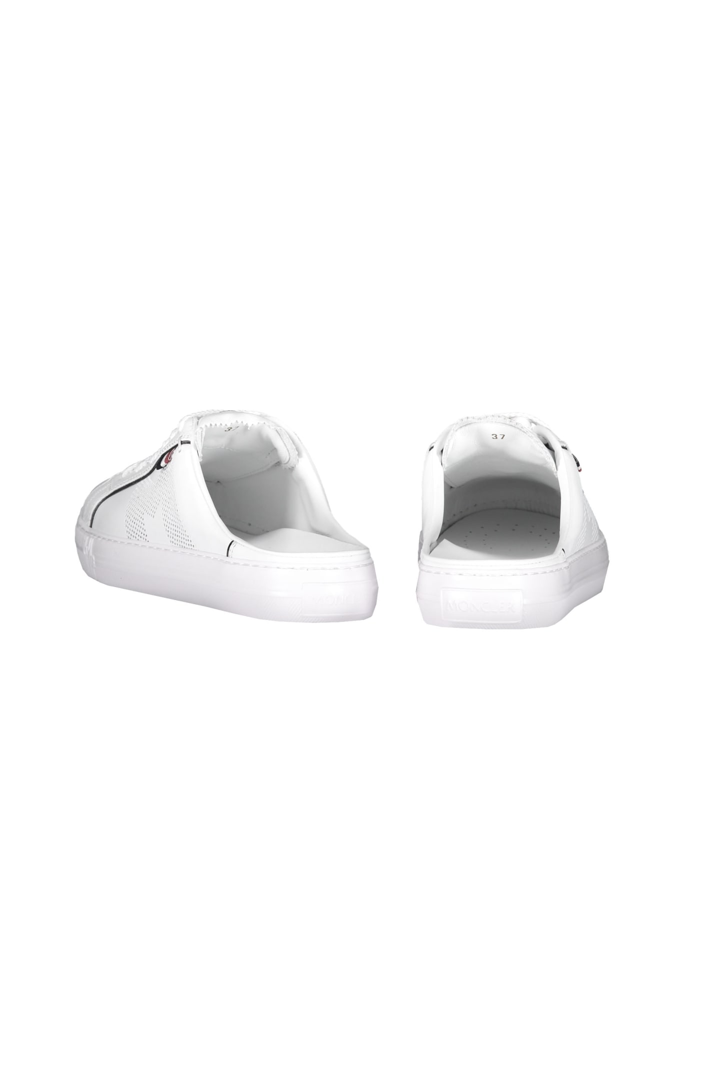 Shop Moncler Ariel Slip Leather Slip-on Sneakers In White