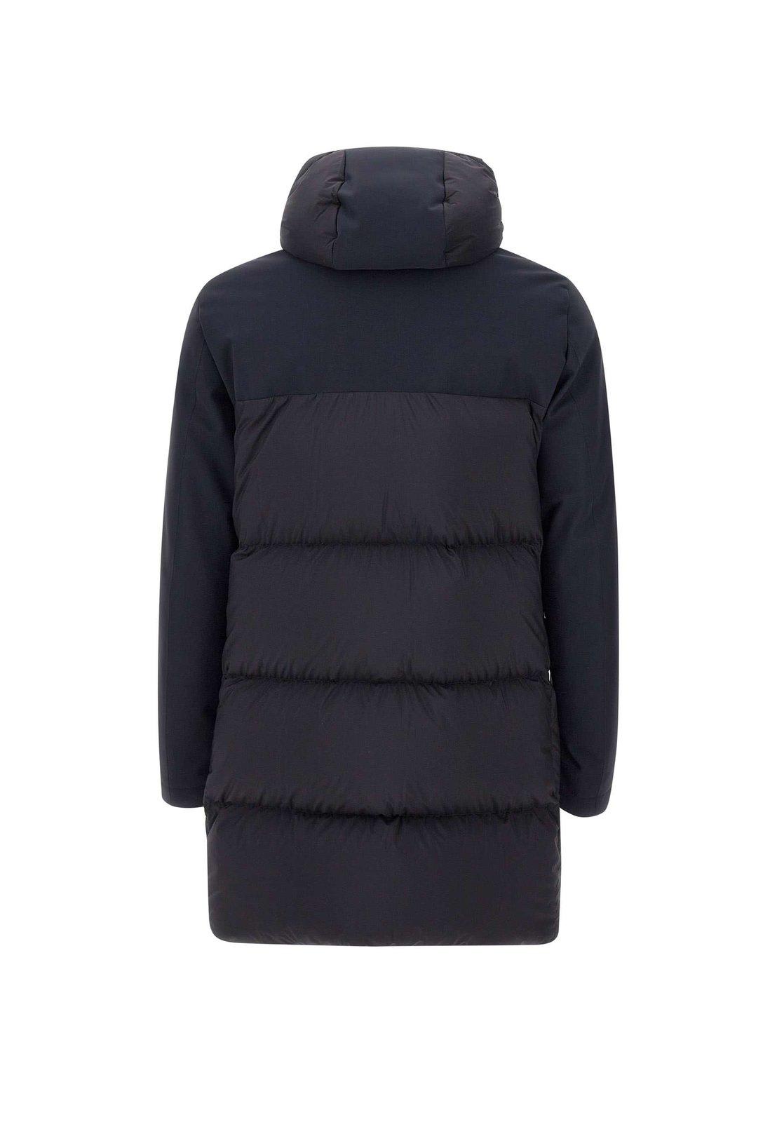 Shop Herno Drawstring Hooded Padded Coat In Blue