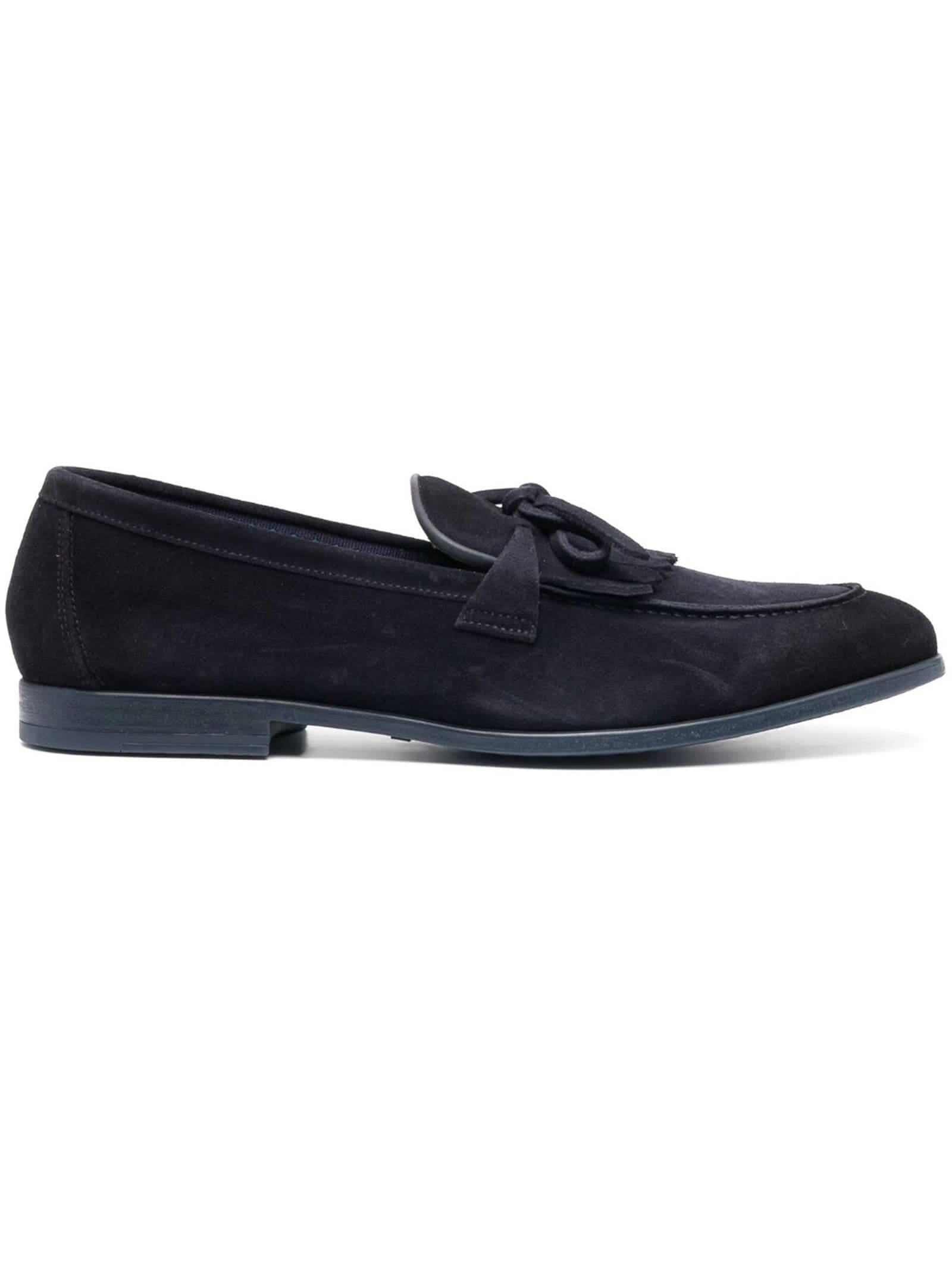 DOUCAL'S NAVY BLUE CALF SUEDE LOAFERS