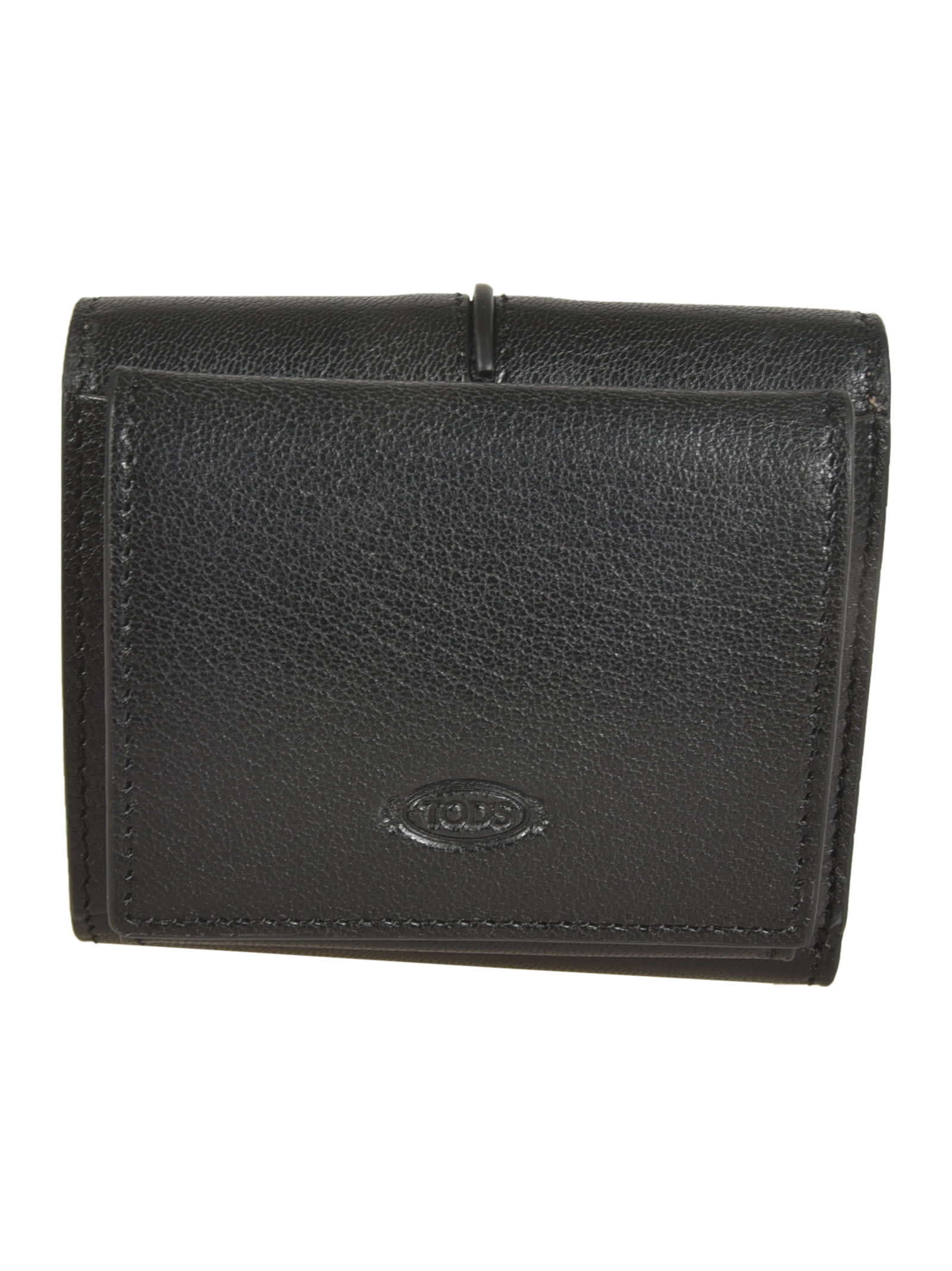 Shop Tod's Tri-fold Buttoned Wallet In Black