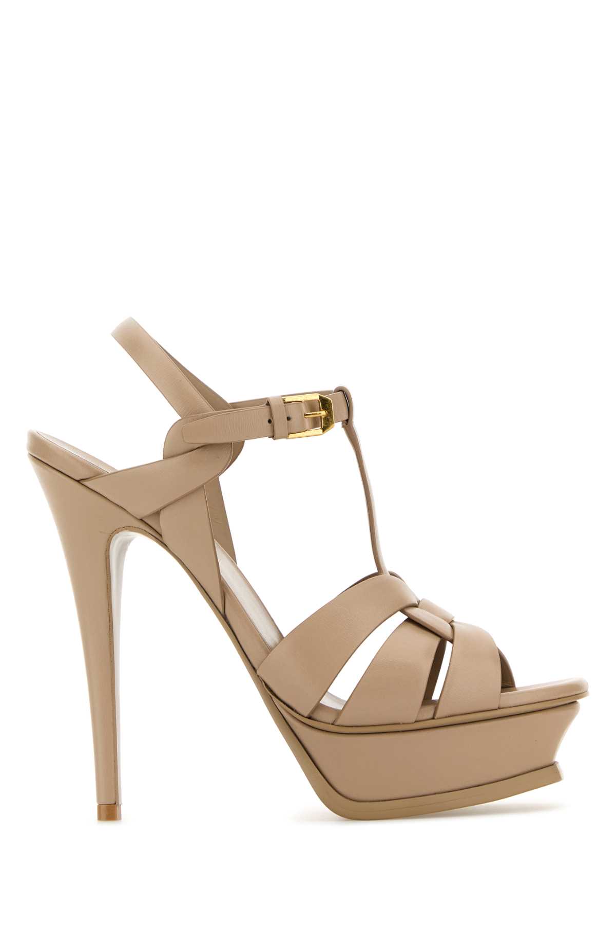 Shop Saint Laurent Skin Pink Leather Tribute Sandals In Darkbeige