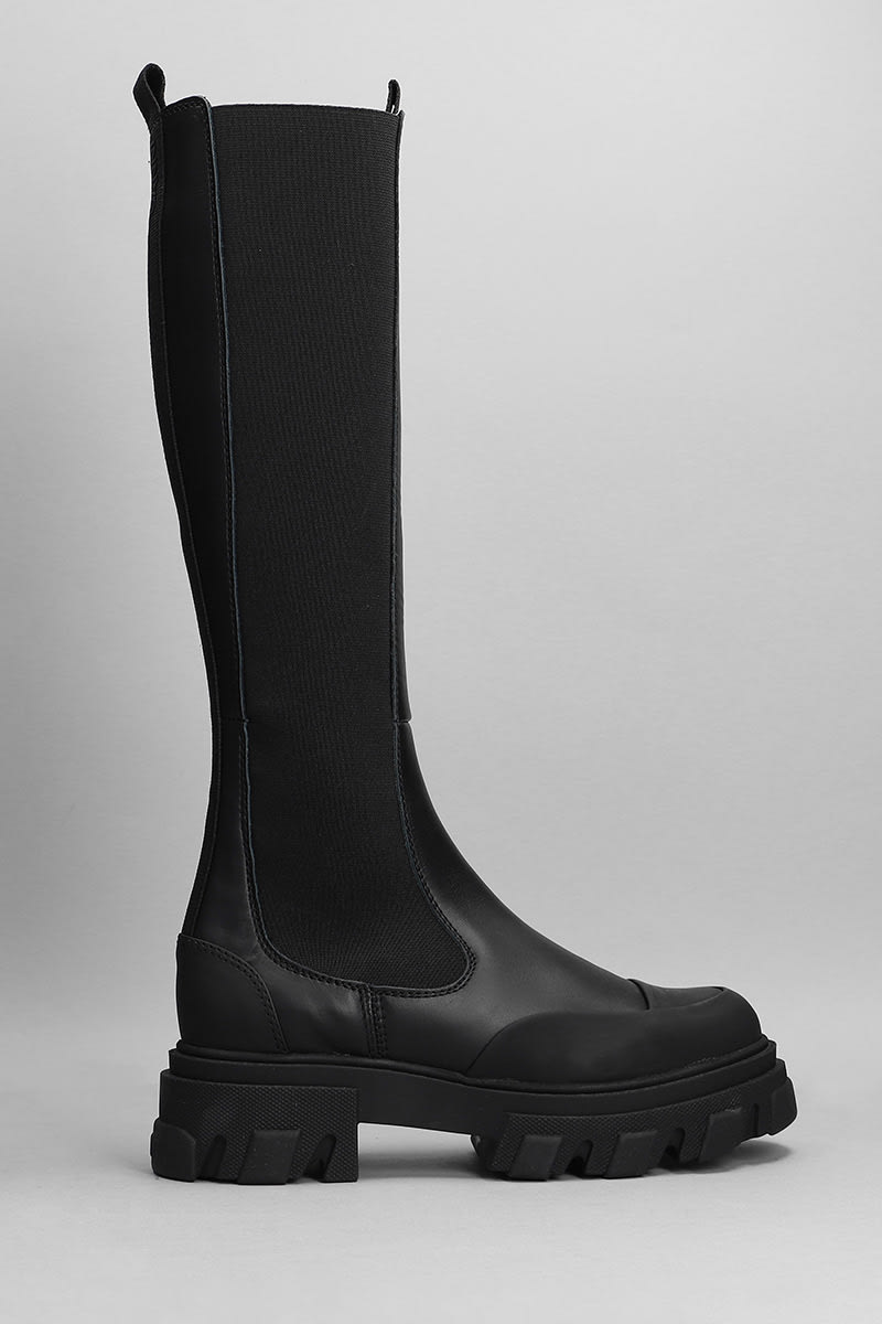Ganni Texan Boots In Black Leather