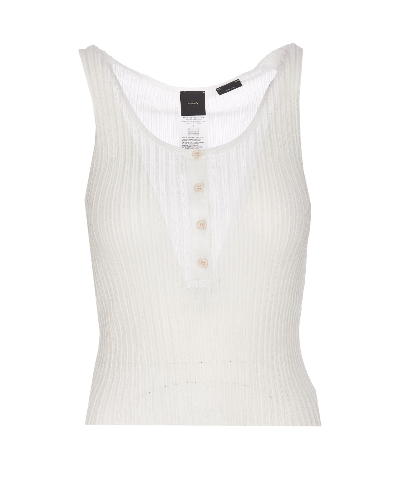 Pinko Lurex Buttons Top In White