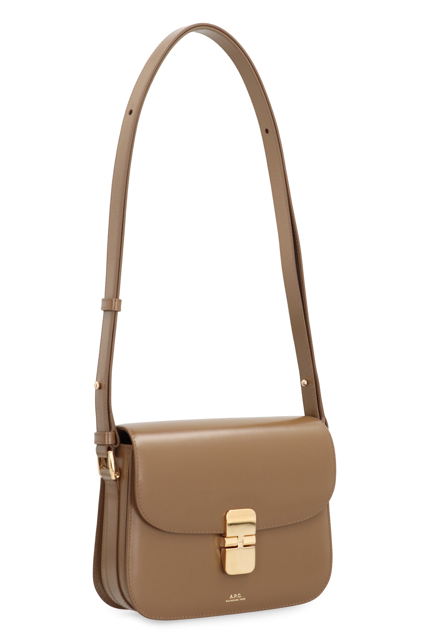 Apc Adjustable Strap Leather Shoulder Bag In Brown