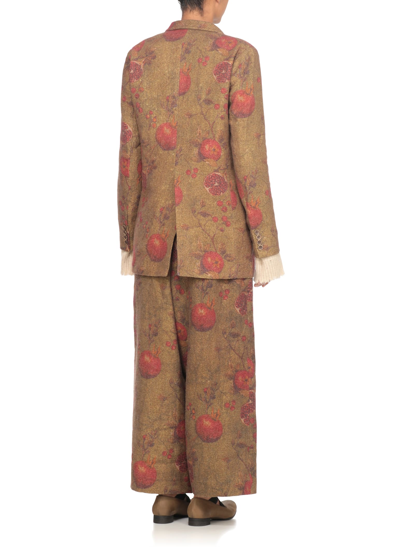 Uma Wang Floral Pattern Blazer Long Sleeves In Green
