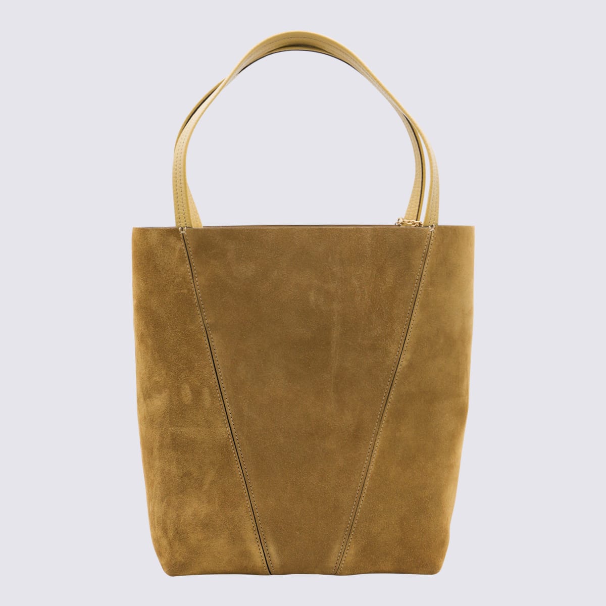 Chloé Dark Gold Leather Spin Tote In Brown
