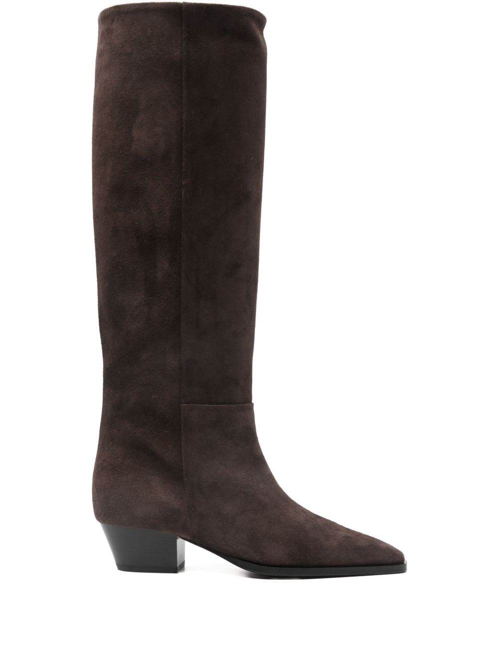 Aeyde 40mm Medea Suede Pointed-toe Boots In Brown