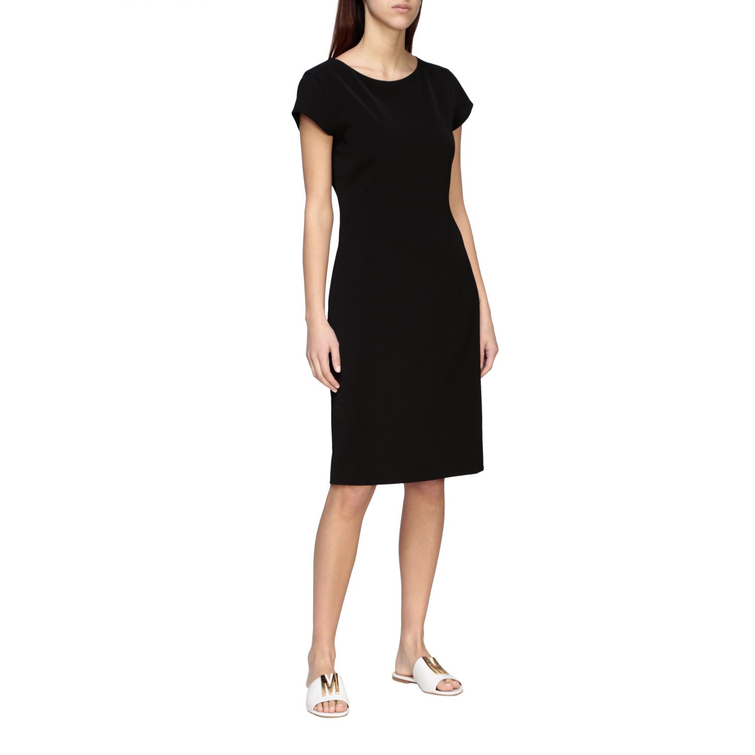 Boutique Moschino Sheath Dress In Stretch Cr&amp;ecirc;pe In Black