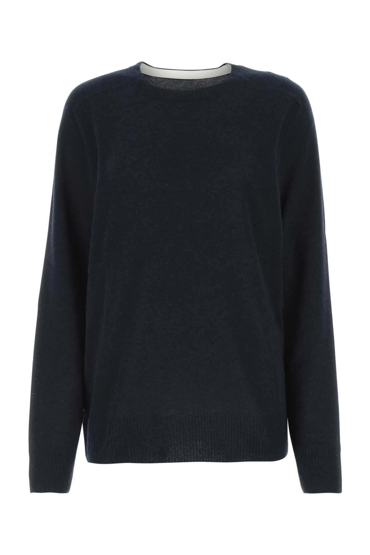 Shop Maison Margiela Navy Blue Wool Blend Sweater In 505