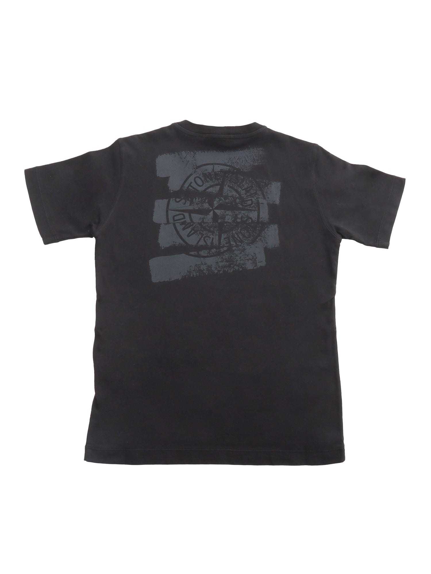 Shop Stone Island Junior Black T-shirt With Prints