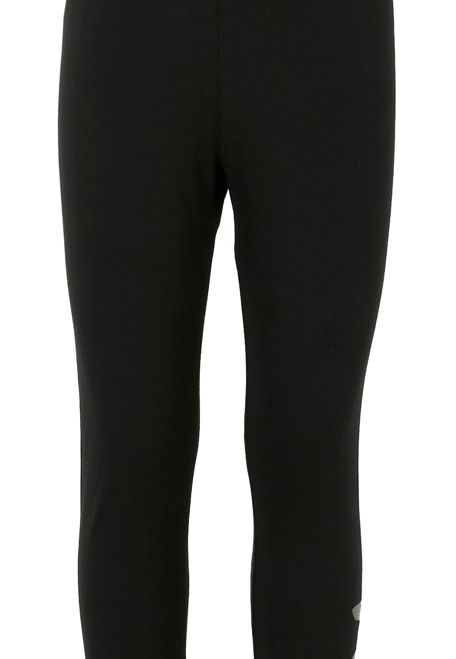 Msgm Black Leggings For Girl With Gray Logo In Black
