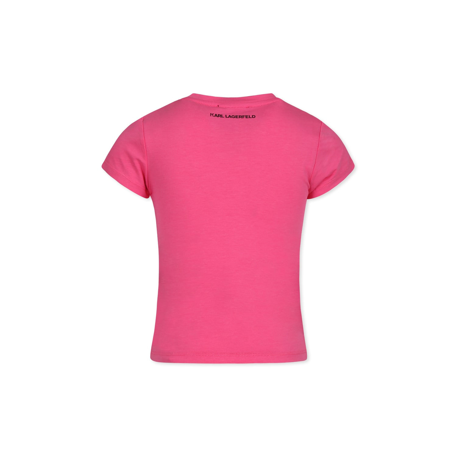 Karl Lagerfeld Fuchsia T-shirt For Girl With Choupette Print In Fuchsia