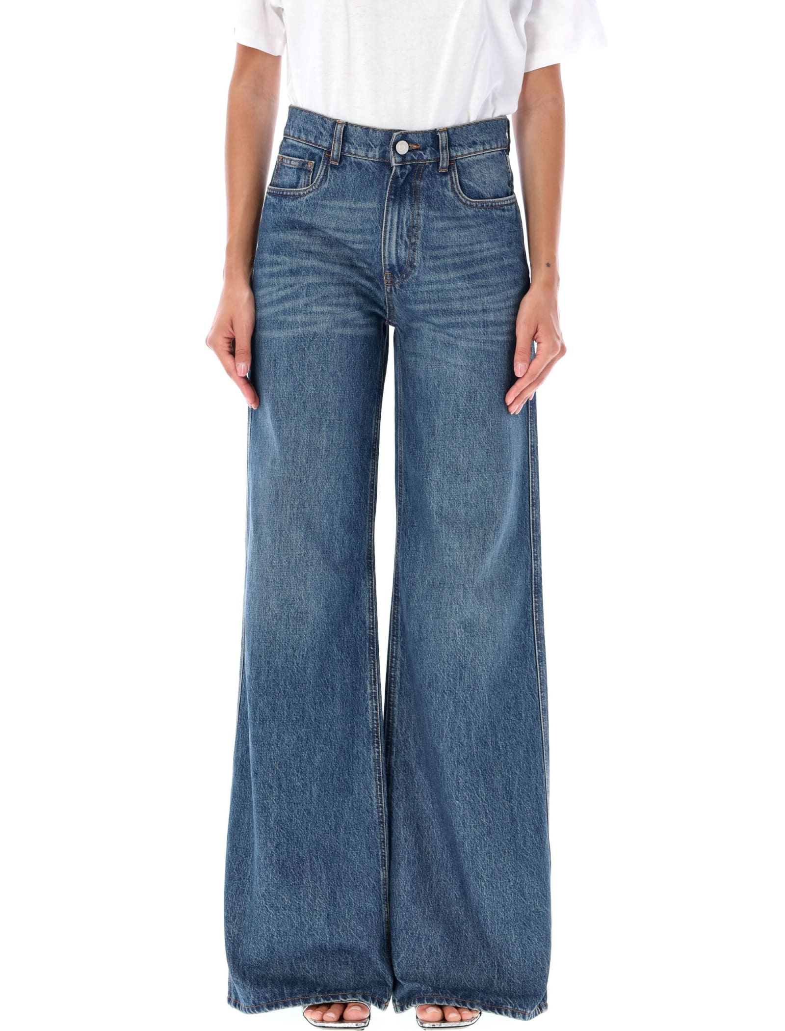 Shop Coperni Wide Leg Denim Pant In Blue