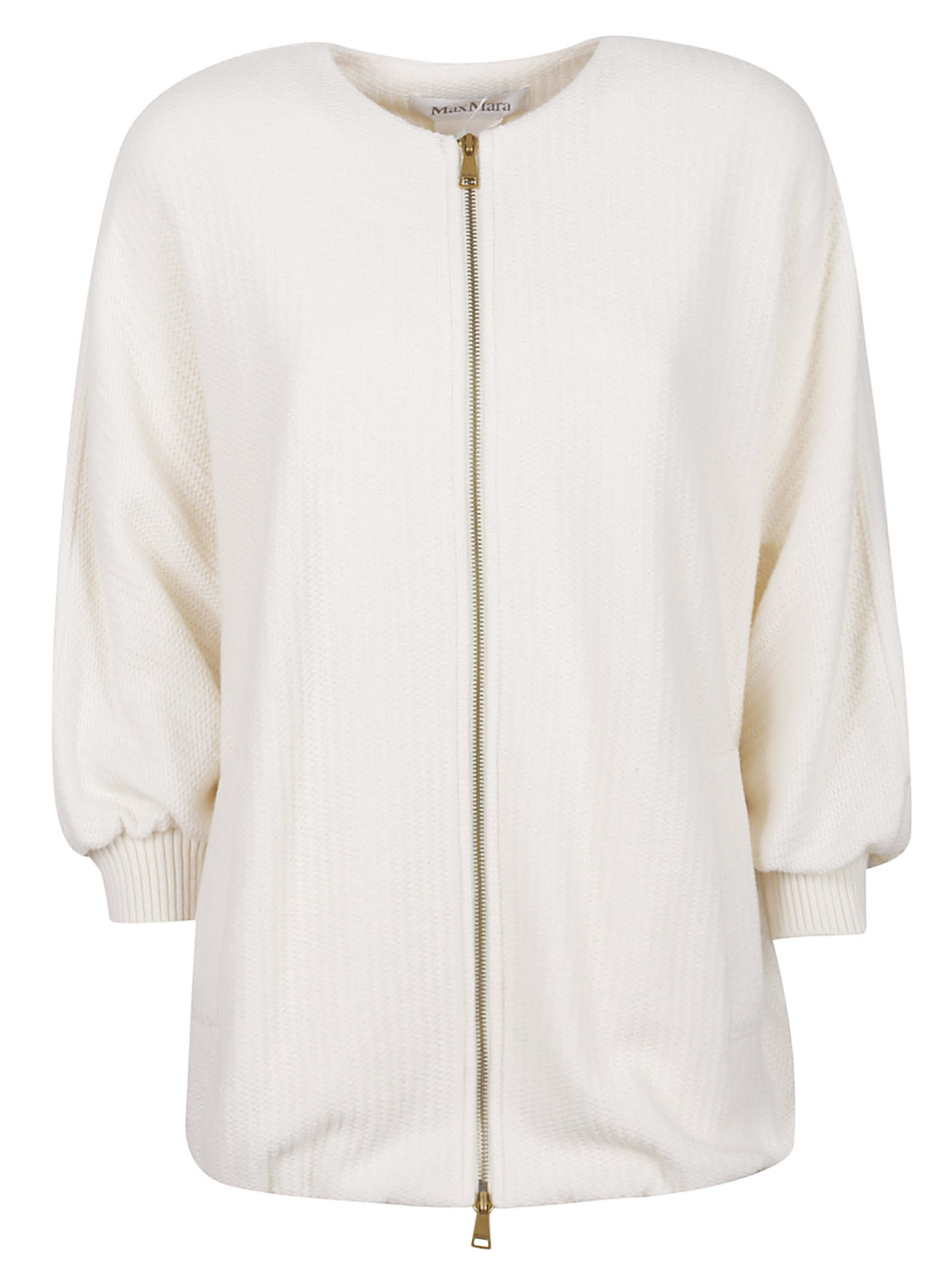 Max Mara Ivory Wool Blend Cardigan In White