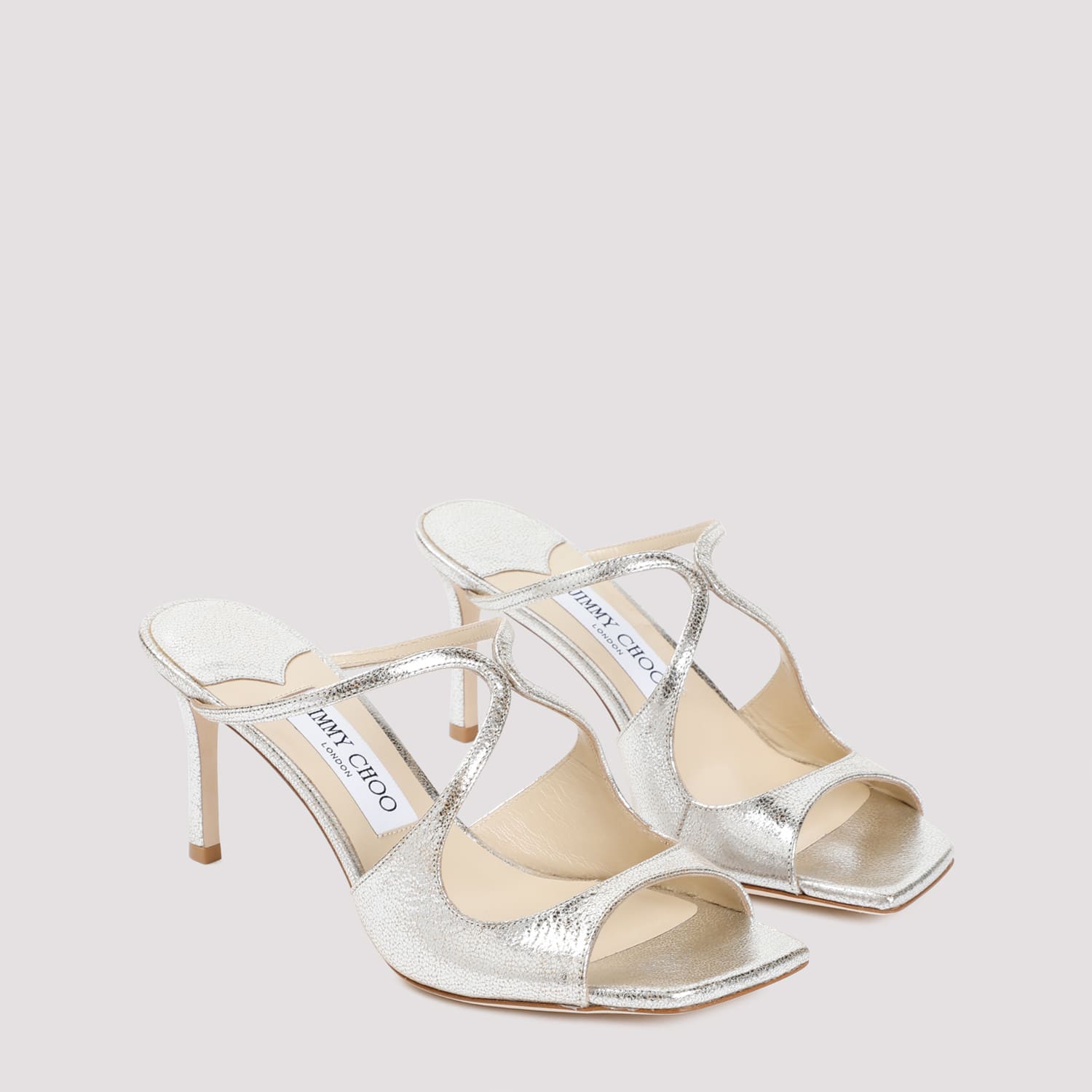 Jimmy Choo Champagne Laminated Leather Clogs In Gold
