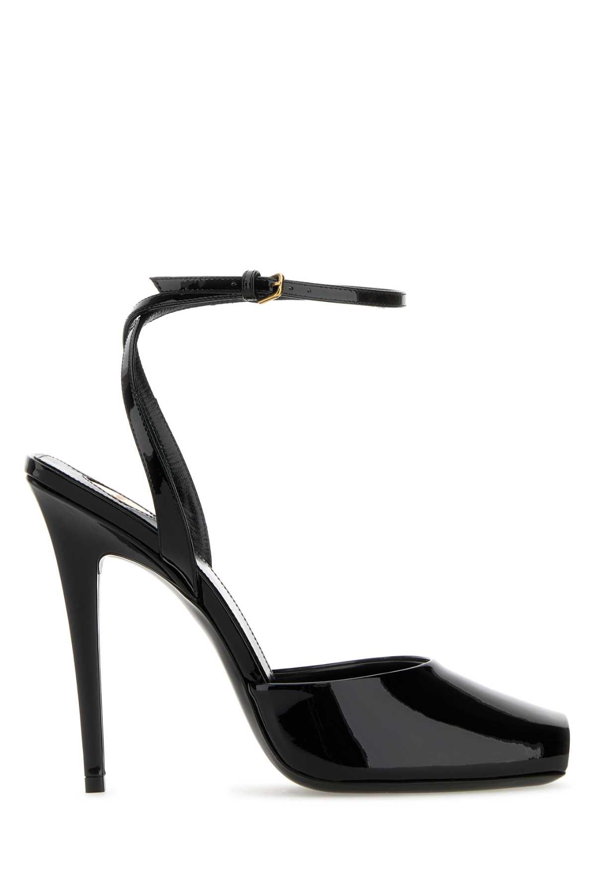 Shop Saint Laurent Black Leather Le Scandal Sandals In Nero