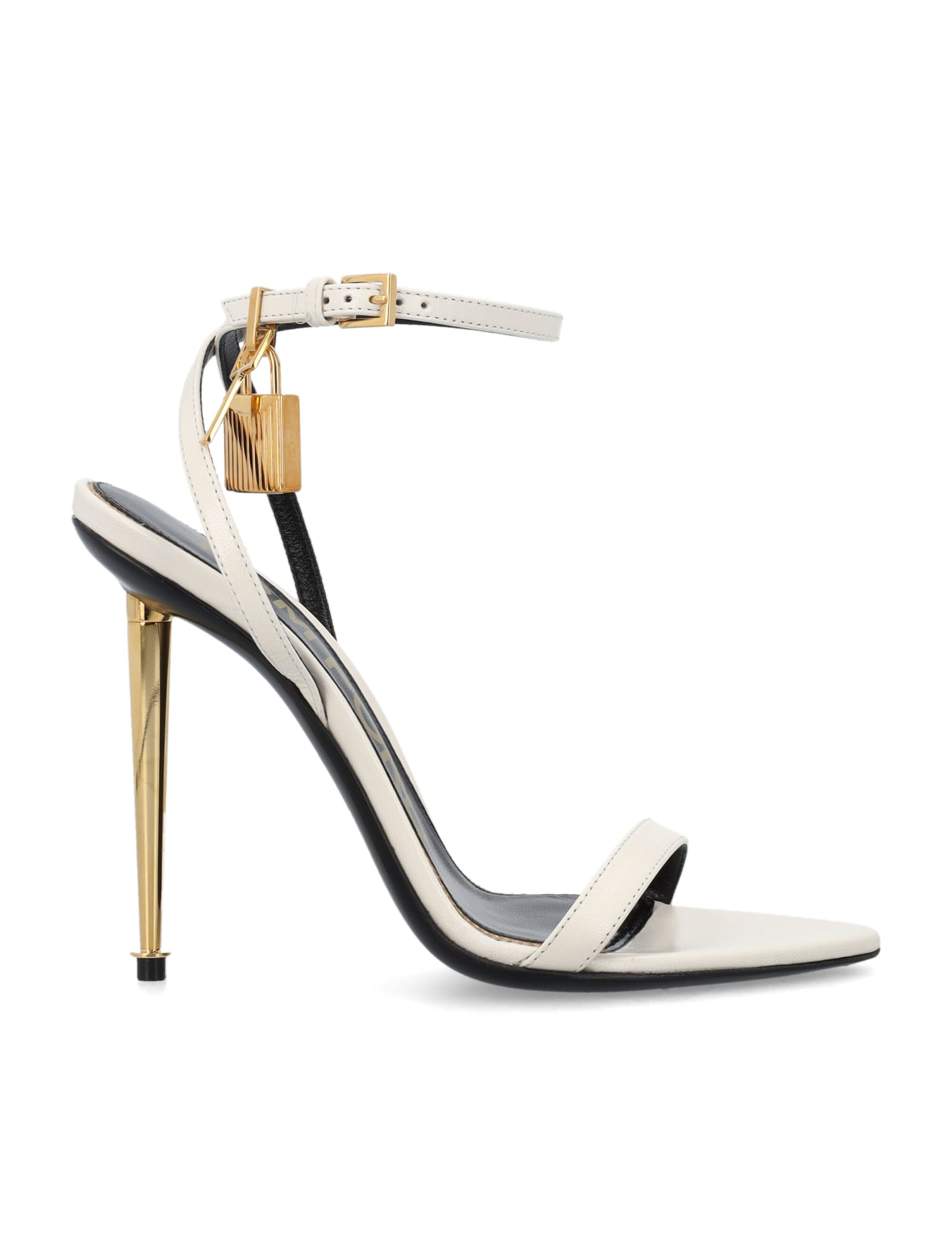Tom Ford White Pumps With High Stiletto Heel And Padlock Detail In Patent Leather Woman In Chalk