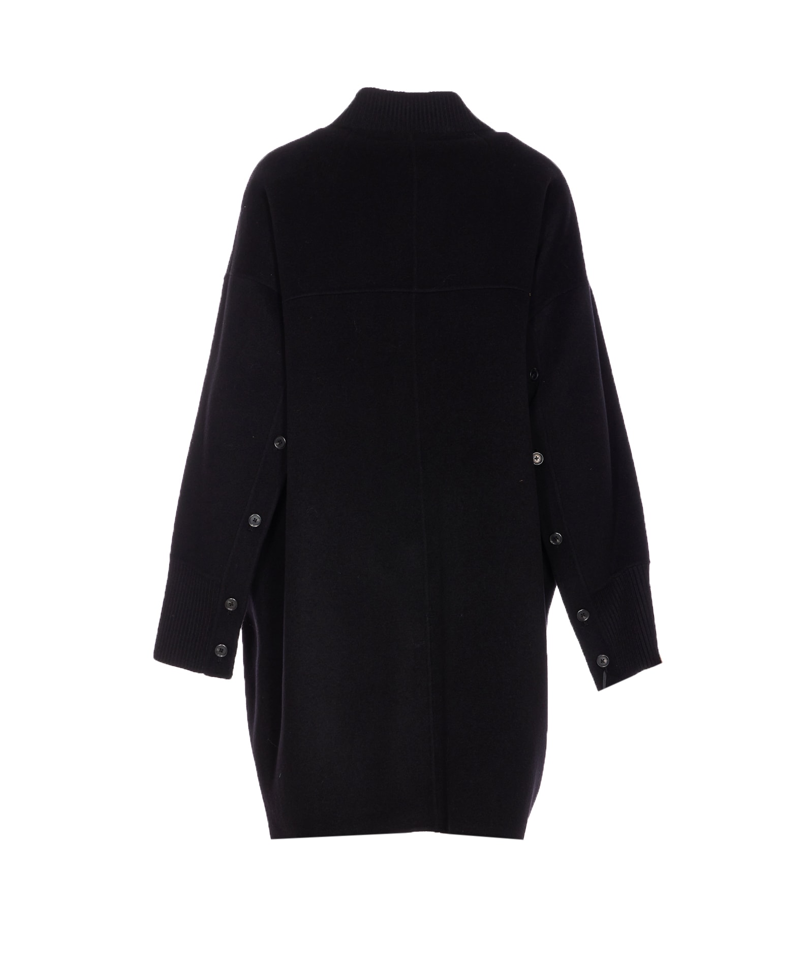 Pinko Long Coat In Double Fabric In Black