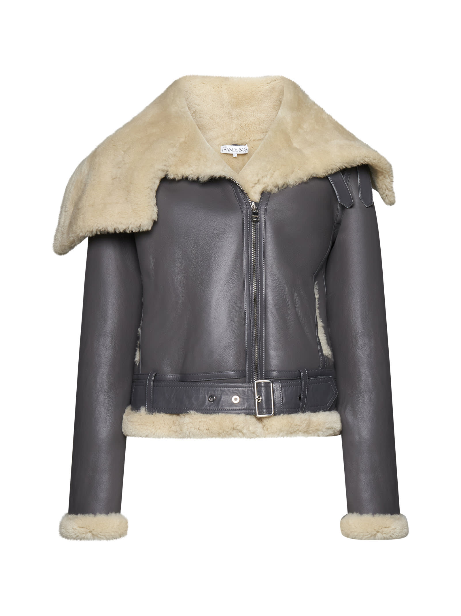 Shop Jw Anderson Coat In Grey Off White