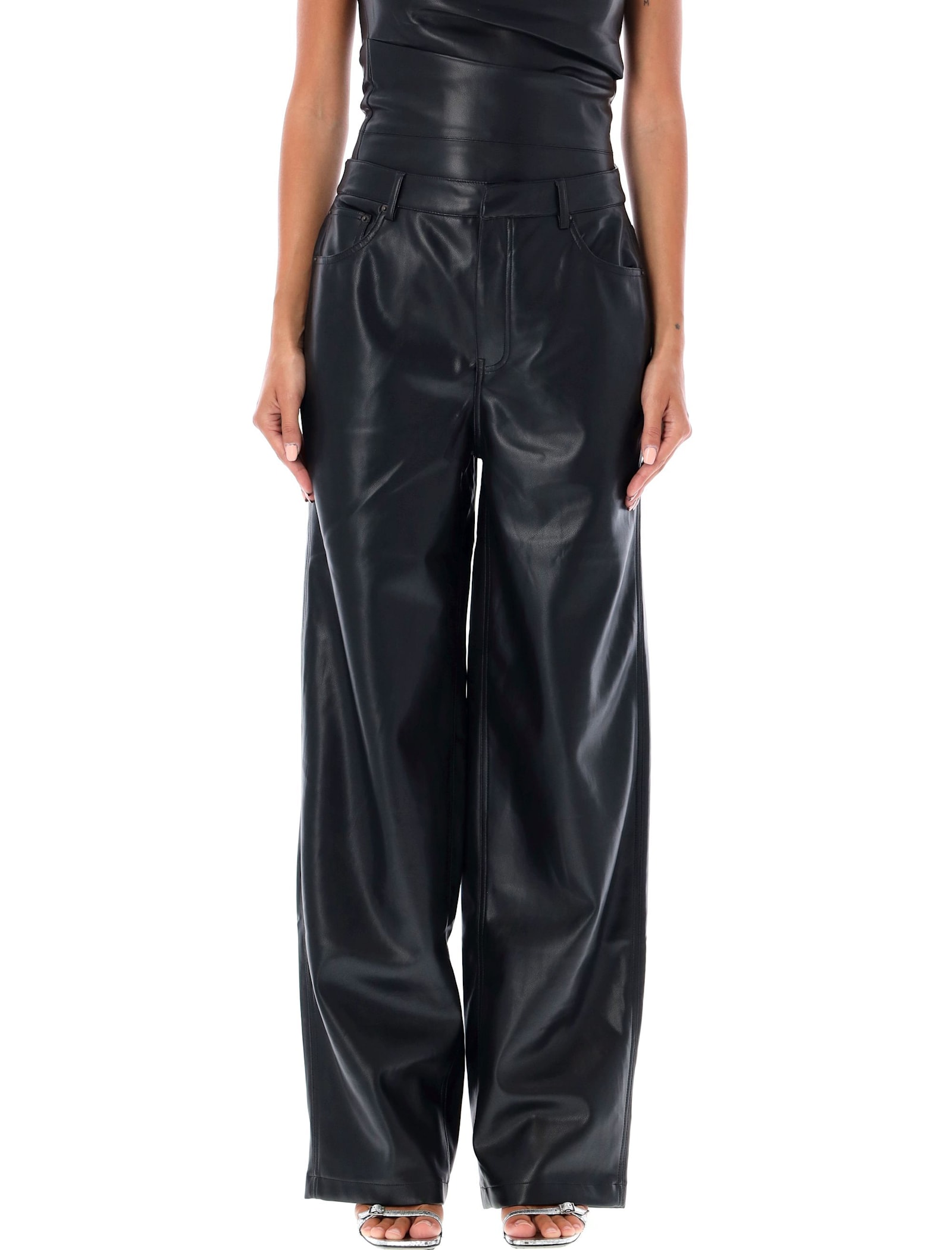 Shop Rotate Birger Christensen Wide Leg 5 Pocket Pant In Black