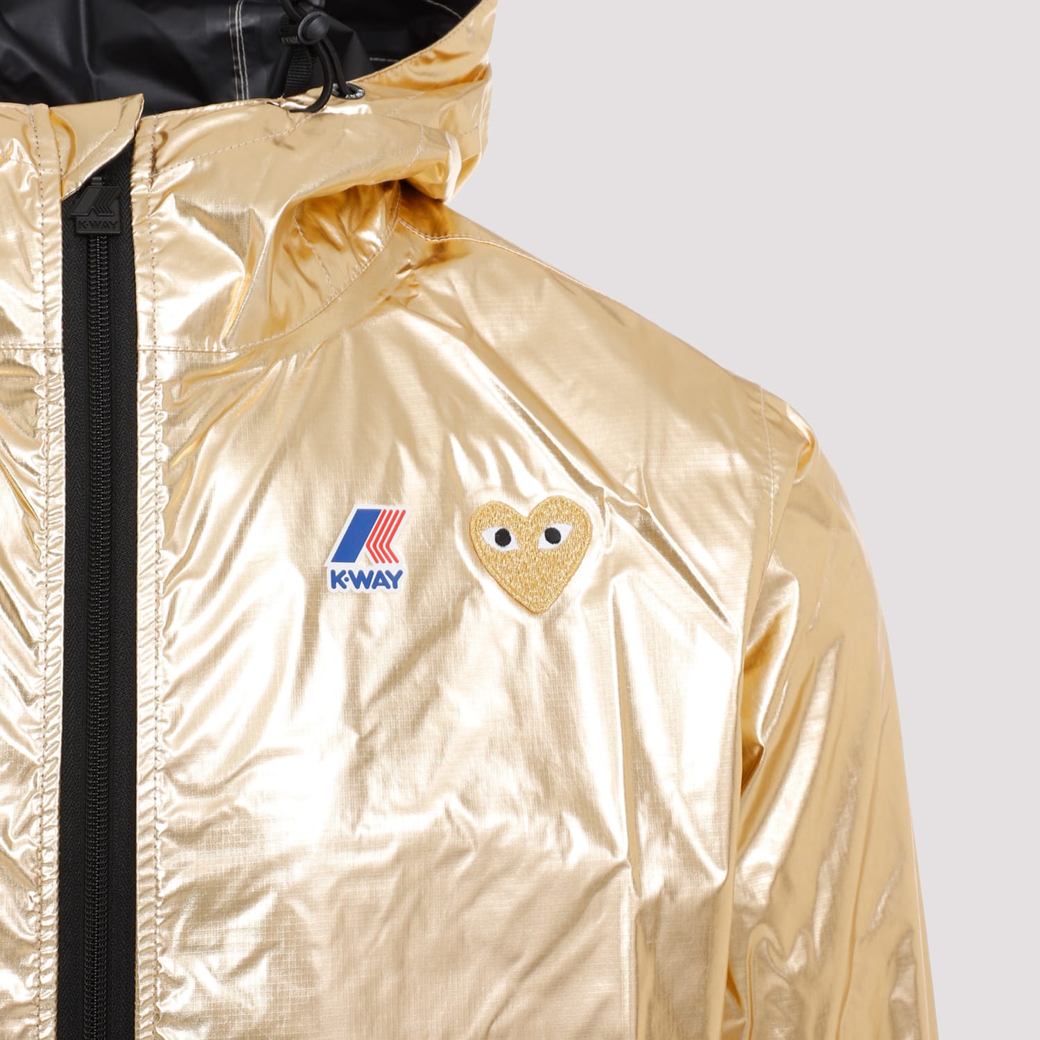 Shop Comme Des Garçons Play Nylon Jacket In Gold