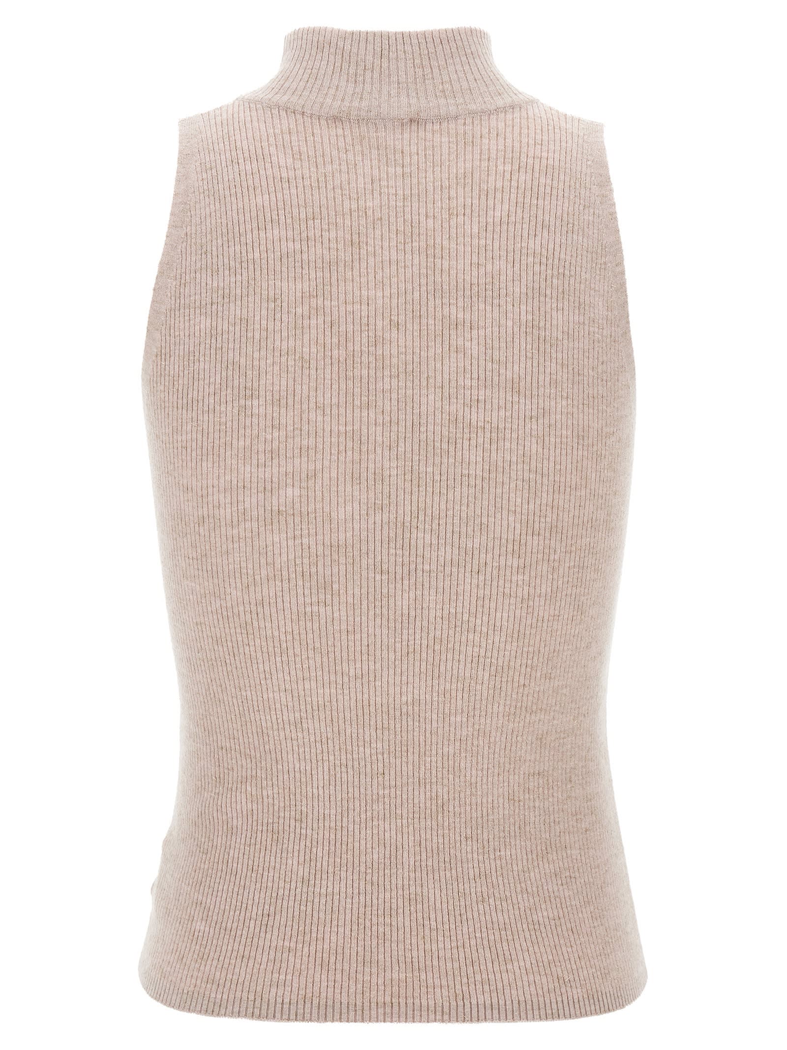 Shop Brunello Cucinelli Glitter Ribbed Vest In Pink