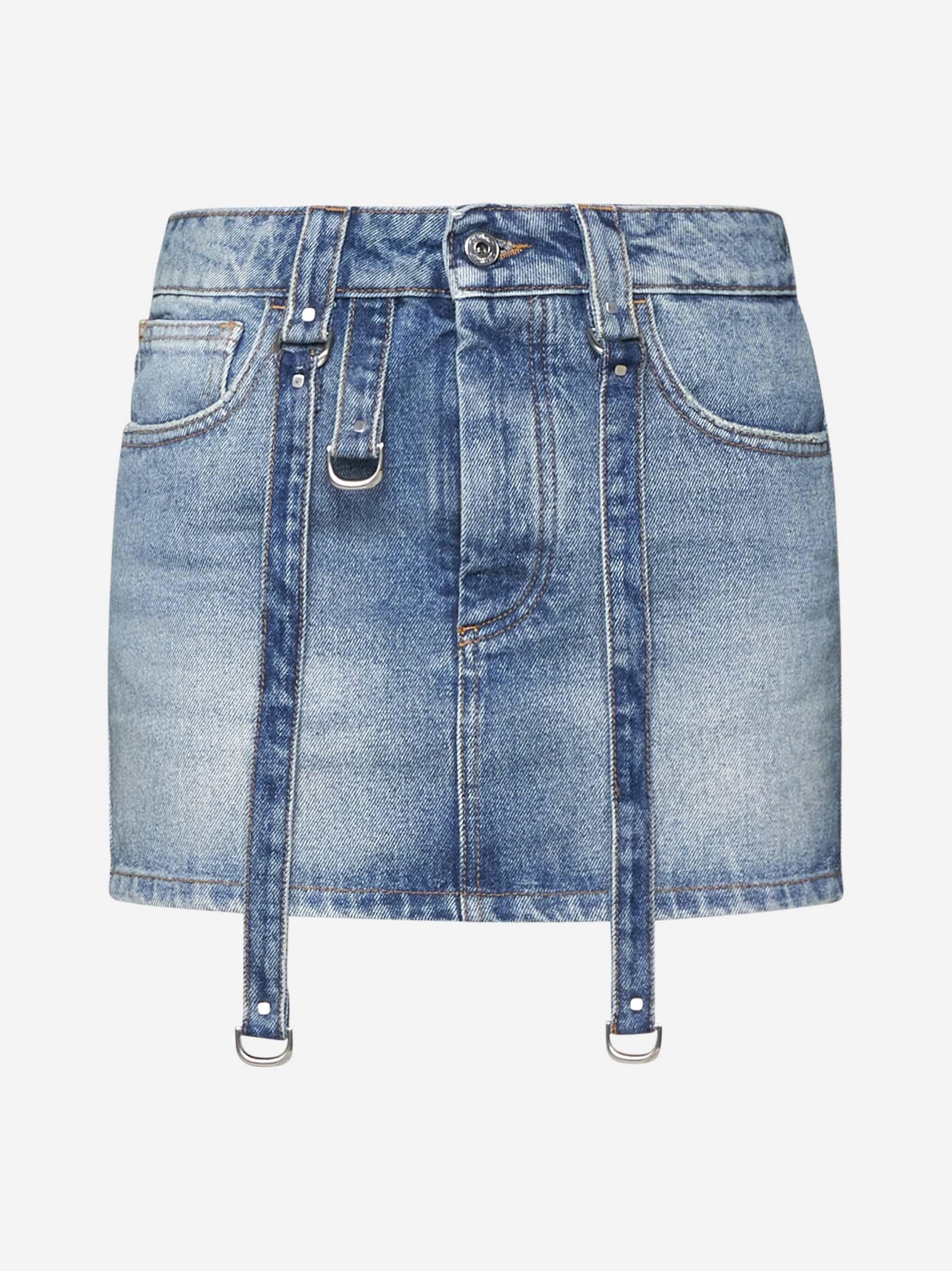 Shop Off-white Denim Cargo Miniskirt In Light Blue