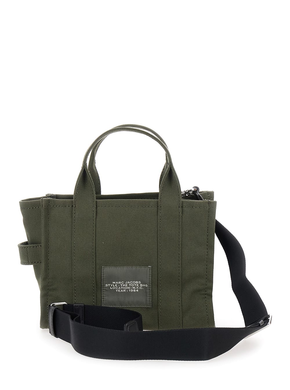 Marc Jacobs The Small Tote Green Handbag With Logo Lettering On The Front In Cotton Woman In Green
