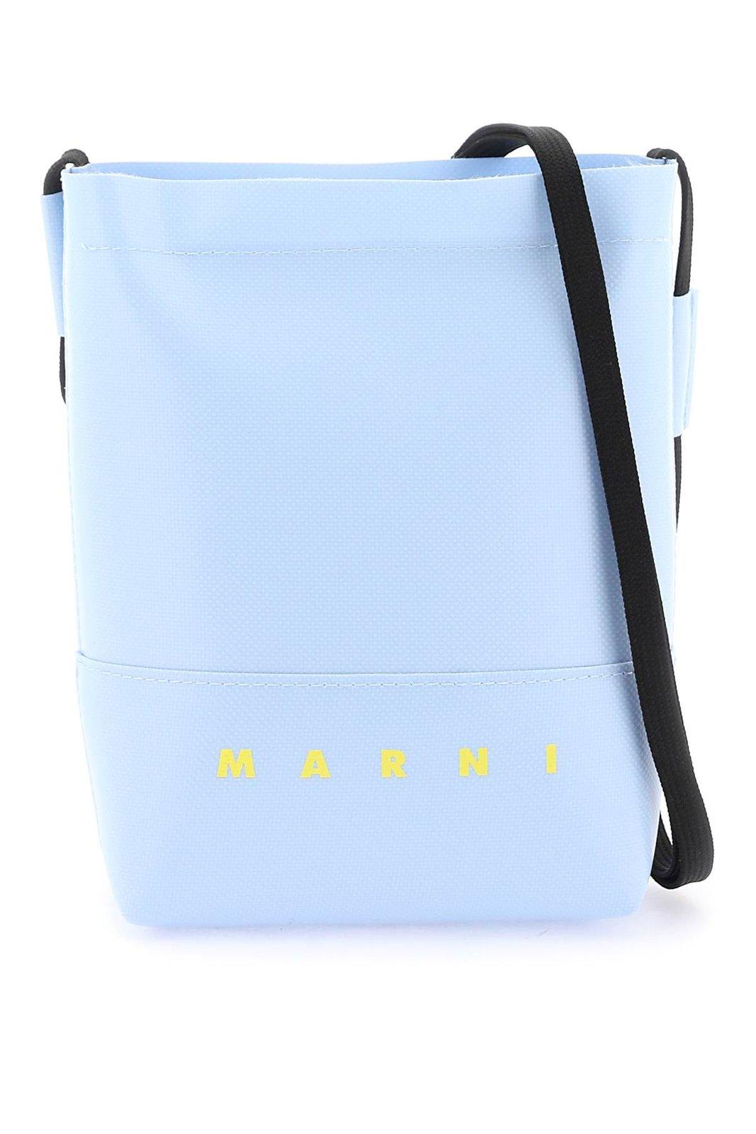 Shop Marni Logo-printed Zipped Shoulder Bag