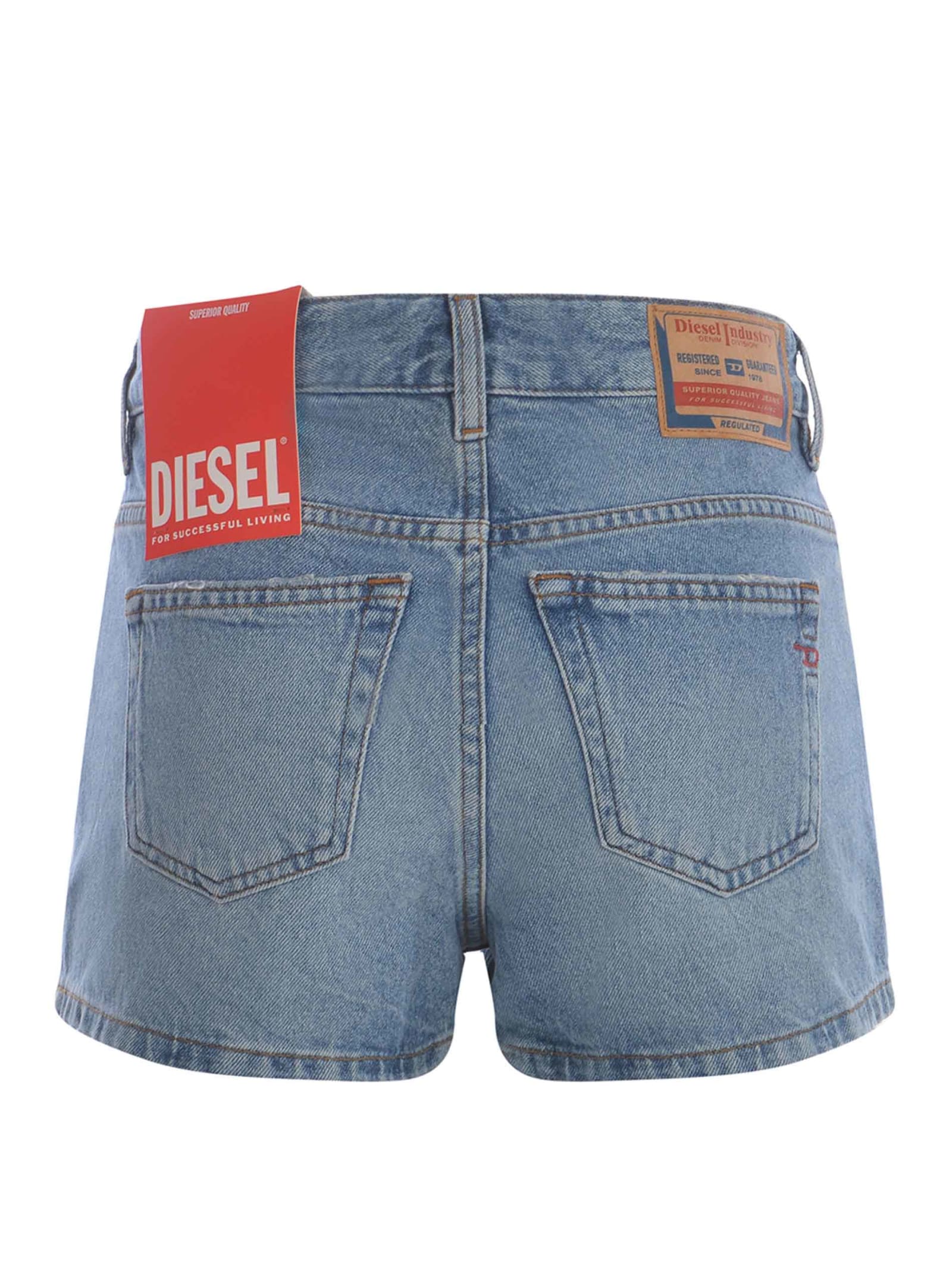 Shop Diesel Shorts  De-yuba Made Of Denim In Denim Azzurro