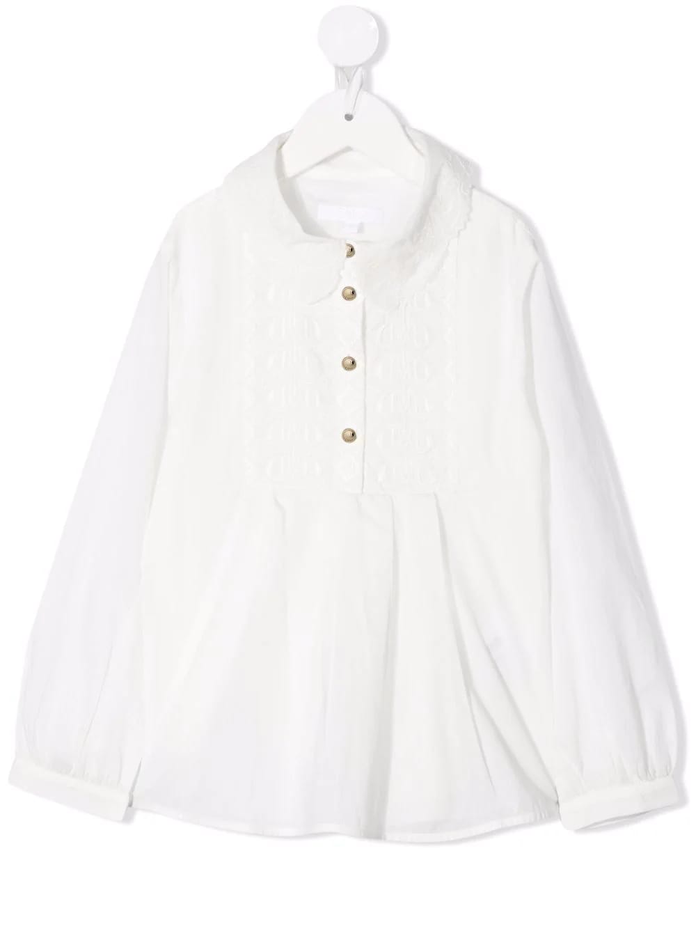 Chloé Kids White Shirt With Lace And Peter Pan Collar