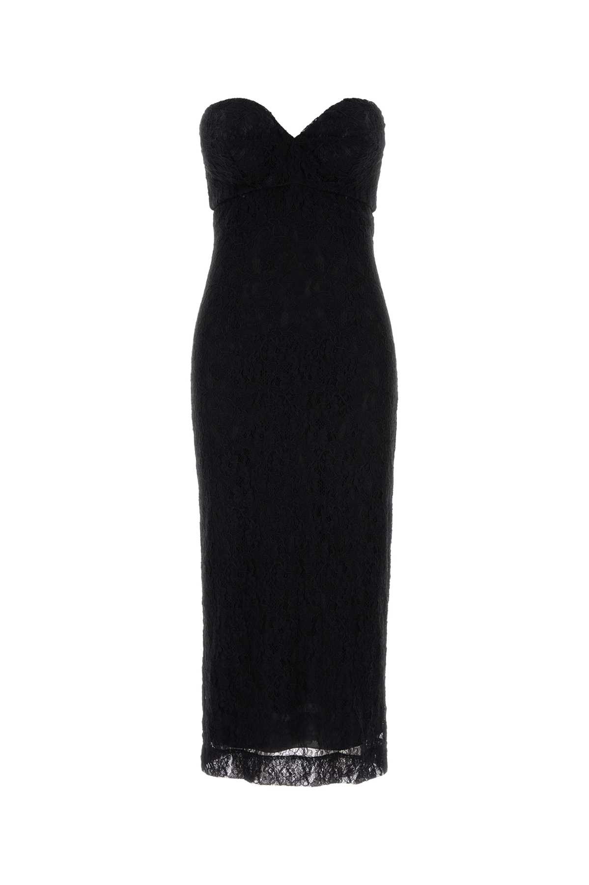 Dolce & Gabbana Strapless Lace Dress In Nero