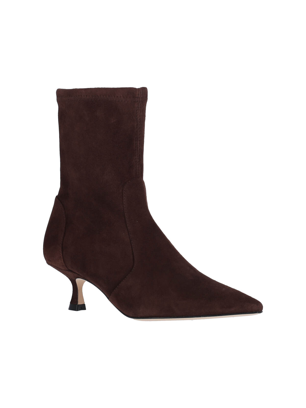 Stuart Weitzman Pointed Toe Kitten Heel Ankle Boots In Brown