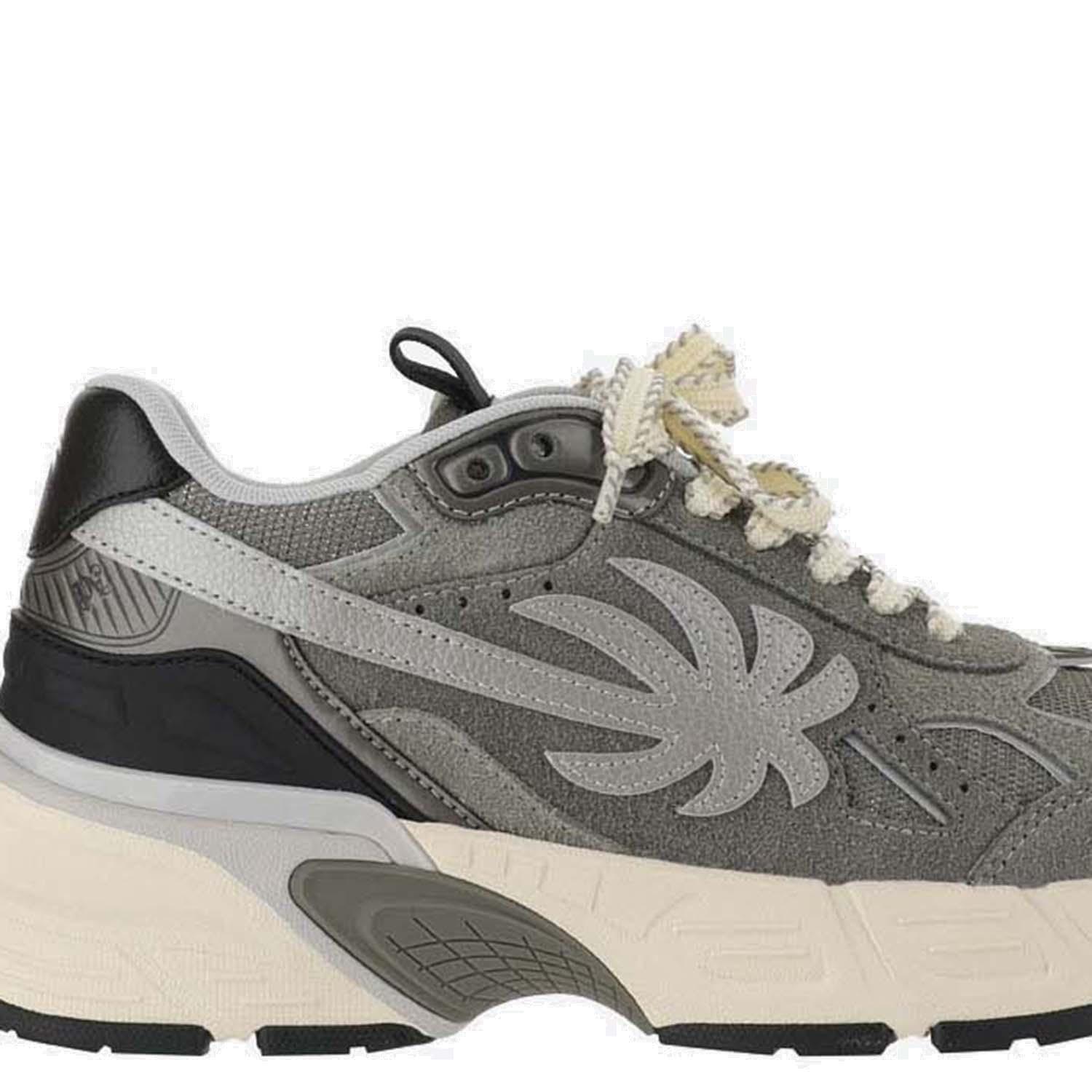 Shop Palm Angels Palm Tree Patch Chunky Sole Sneakers In Grey