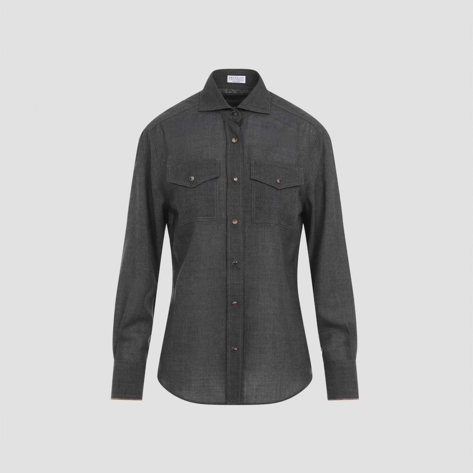 Shop Brunello Cucinelli Shirt In Grigio Scuro