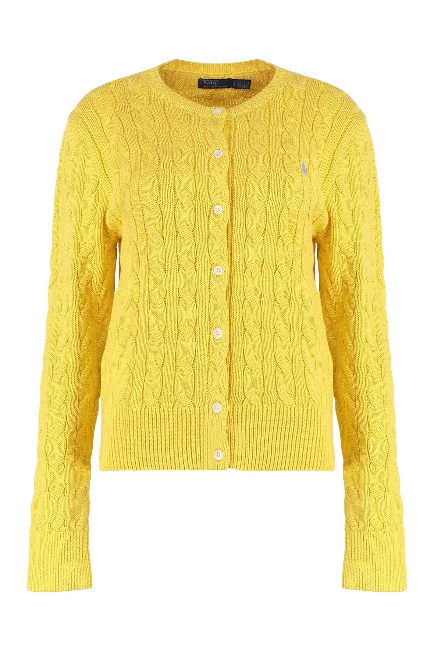 Polo Ralph Lauren Cardigan With Cable Knit In Cotton In Yellow
