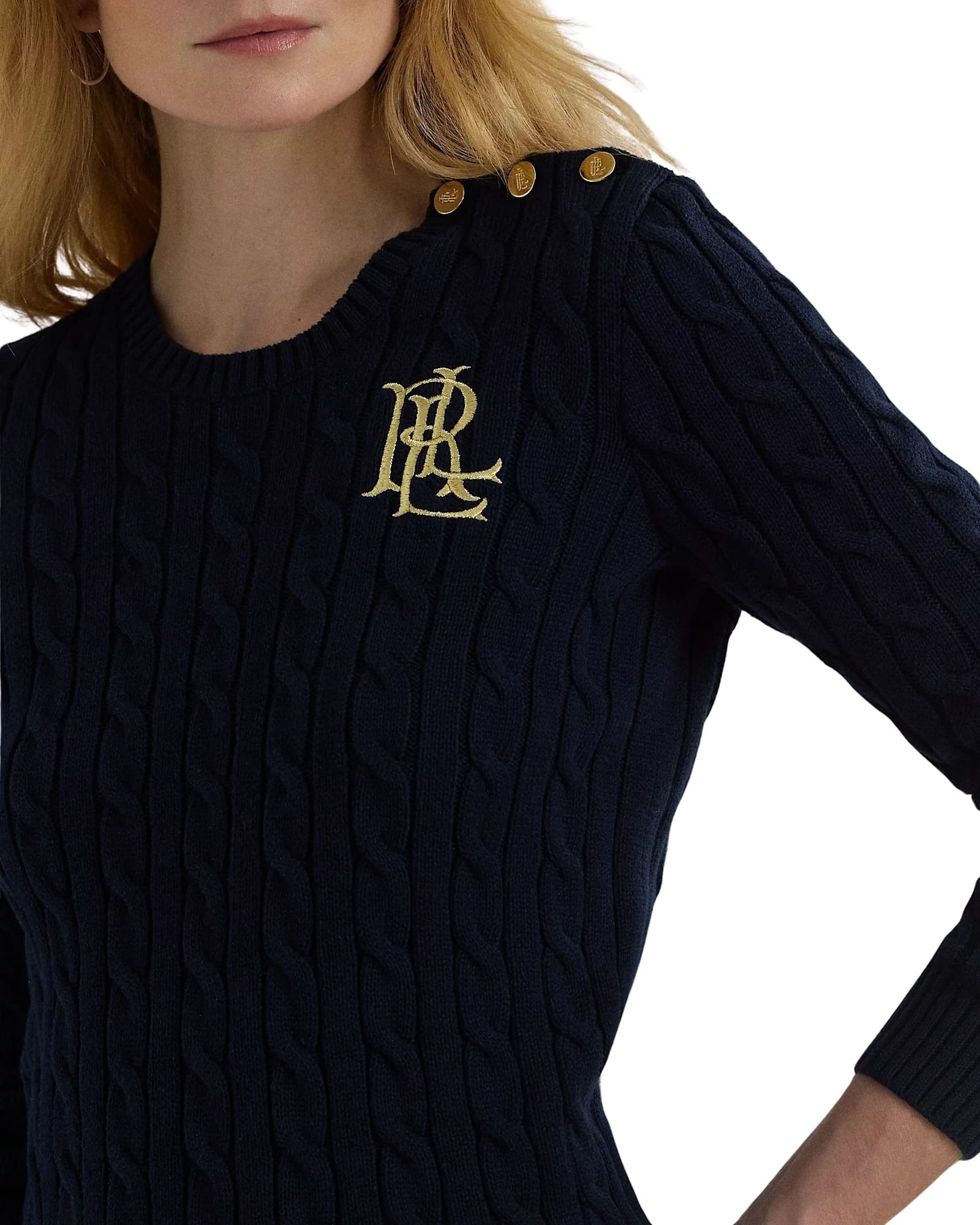 Ralph Lauren Montiva Long Sleeve Pullover In Black