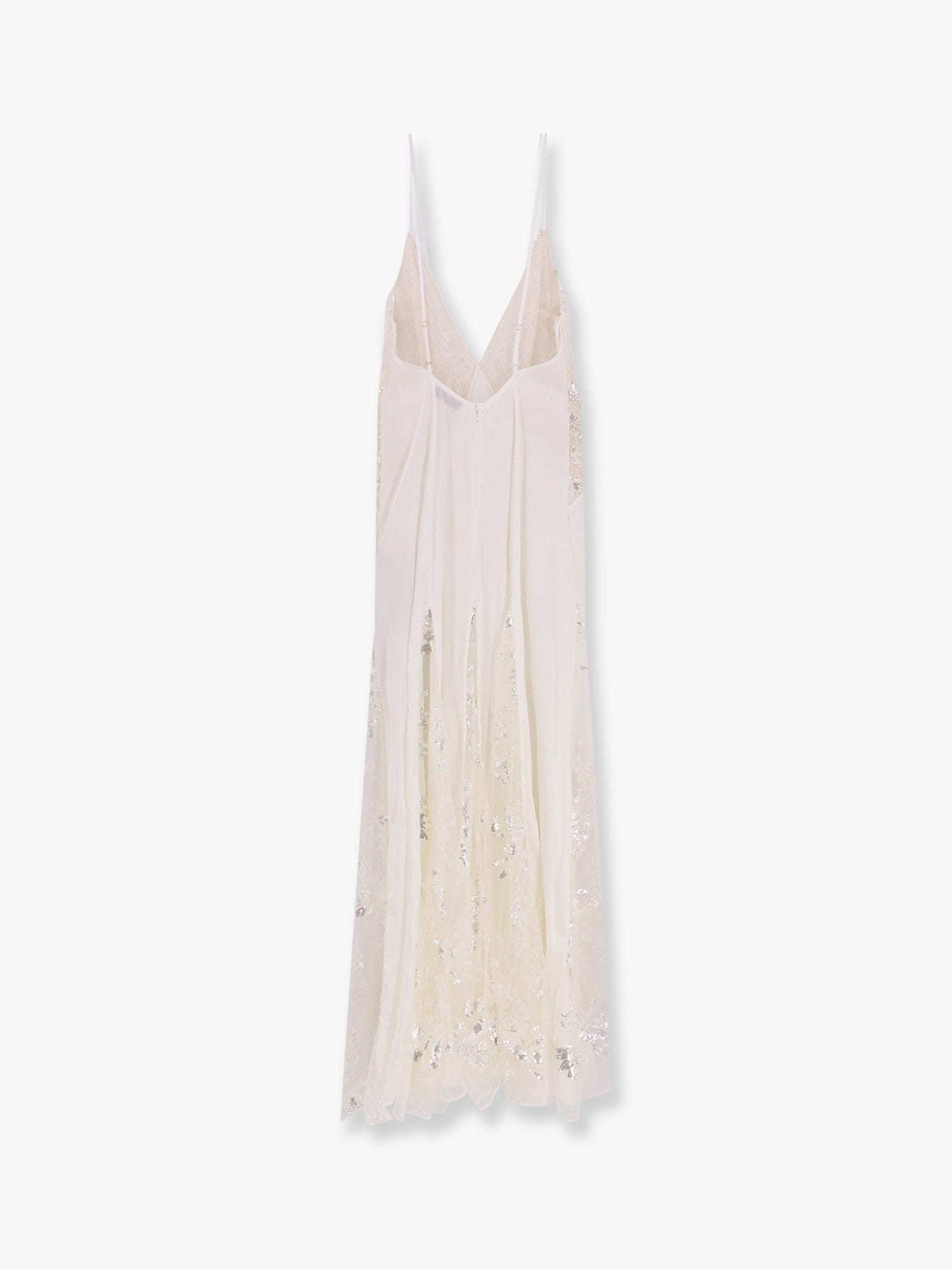 Elisabetta Franchi Red Carpet Dress In Silk Georgette Fabric And Embroidered Lace In White