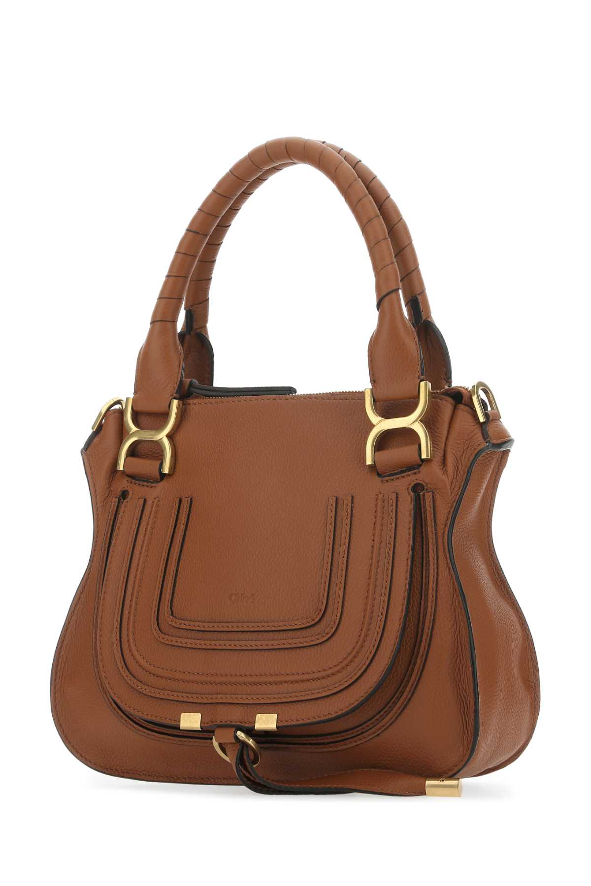 Chloé Brown Leather Small Marcie Handbag In 25m