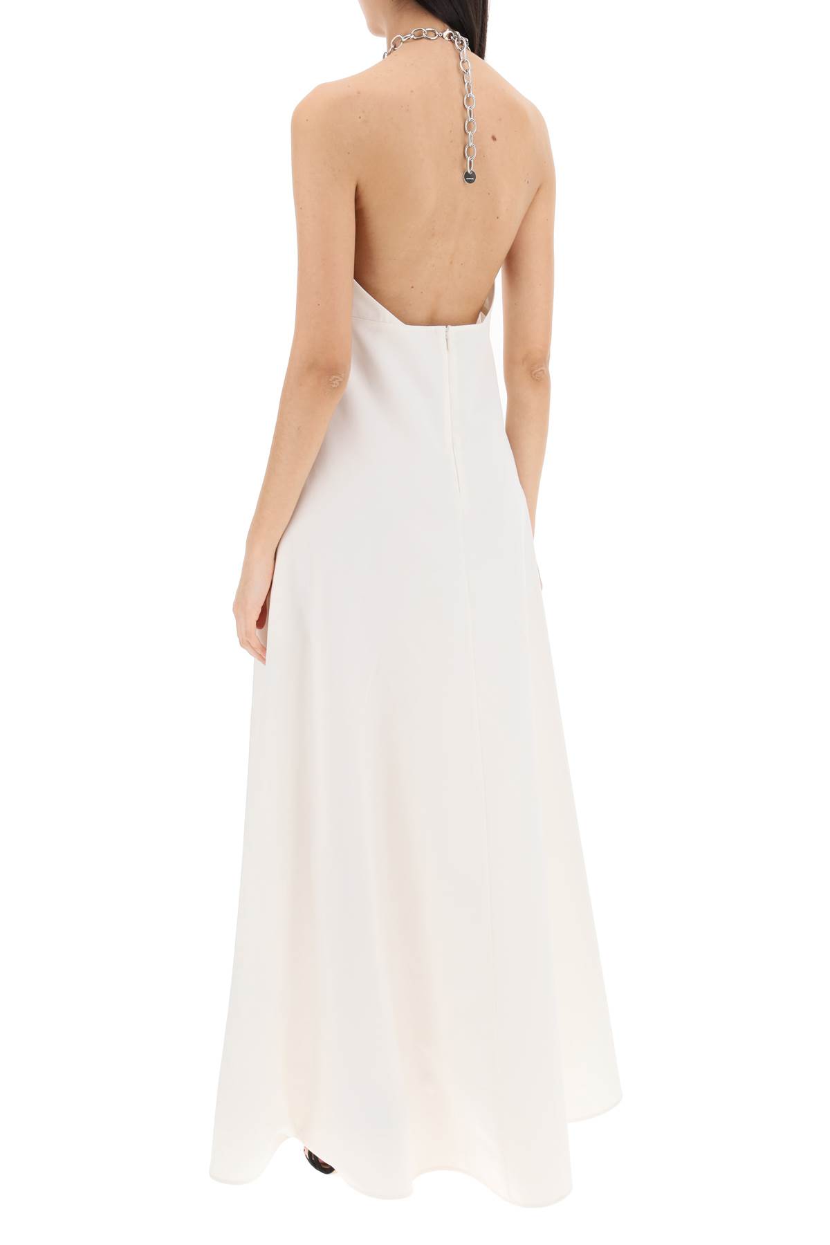 Shop Jil Sander Long Dress With Necklace In Porcelain (white)