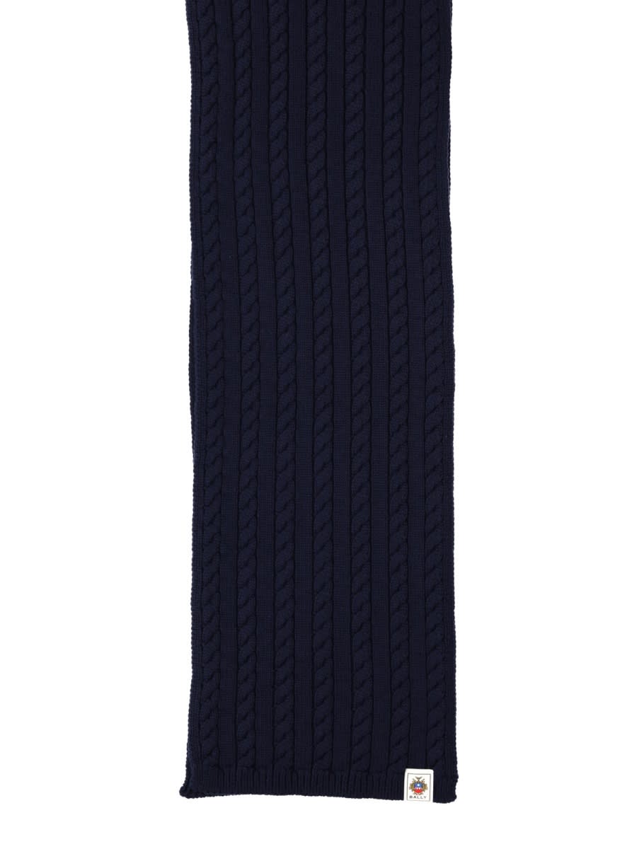 Bally Cable-knit Scarf In Blue