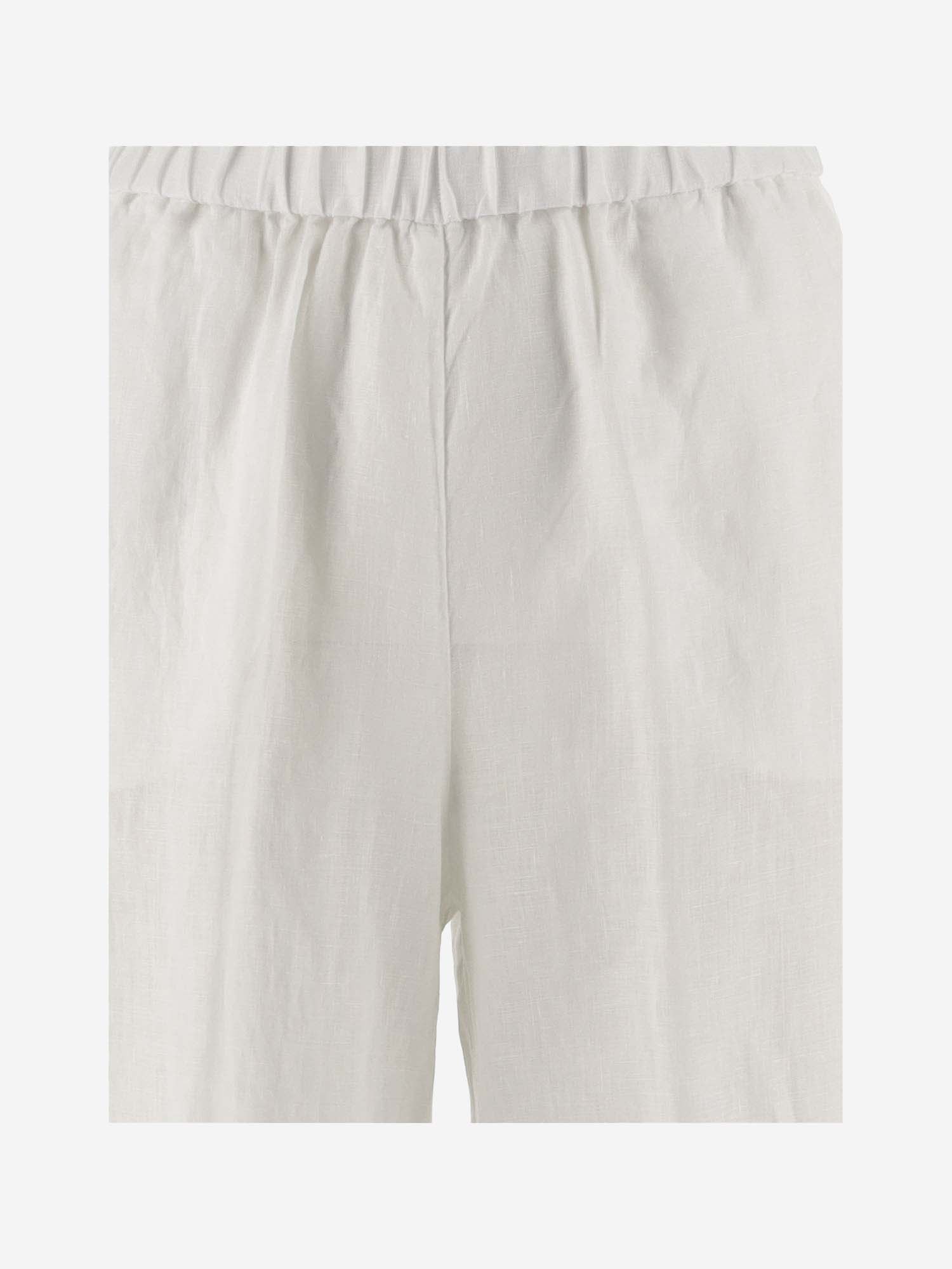 Shop Aspesi Linen Pants In Bianco
