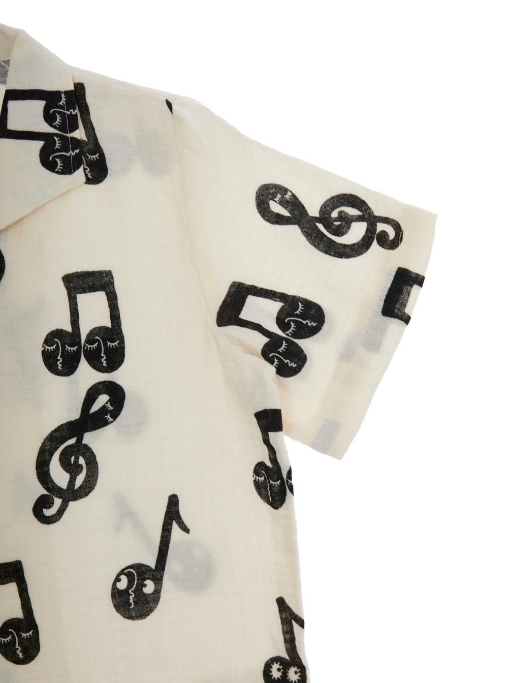 Mini Rodini White Shirt With All-over Musical Notes Print In Cotton Boy In White